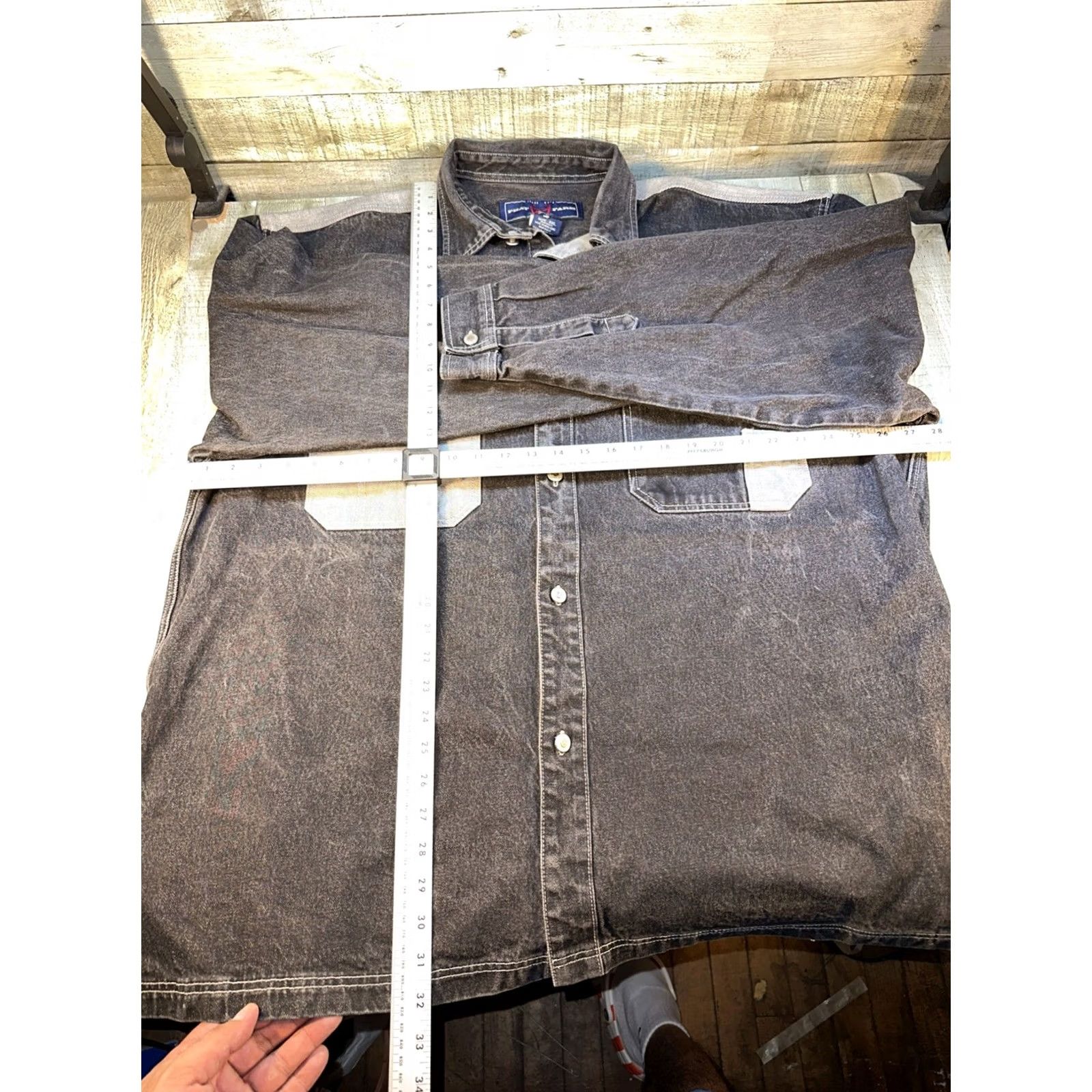Phat Farm VINTAGE Phat Farm Denim Shirt /Jacket 3XL Two Tone Black Gray Hip Hop Streetwear Y2K Mens Jacket Bomber Black 3XL Size US XXL / EU 58 / 5 - 3 Thumbnail