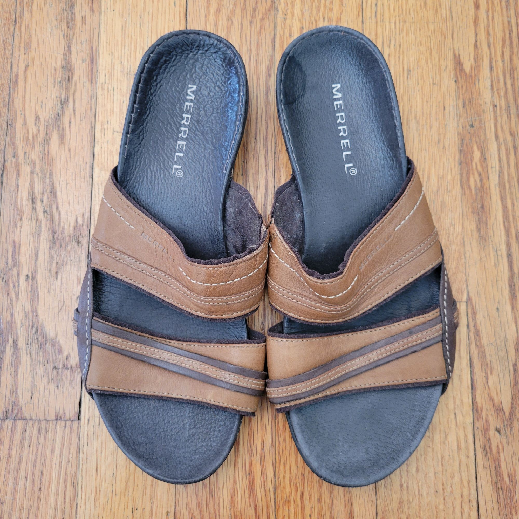 Merrell Merrell Piccolo Brown Leather Slide Sandals 8 Summer Cruise Size US 8 / IT 38 - 1 Thumbnail