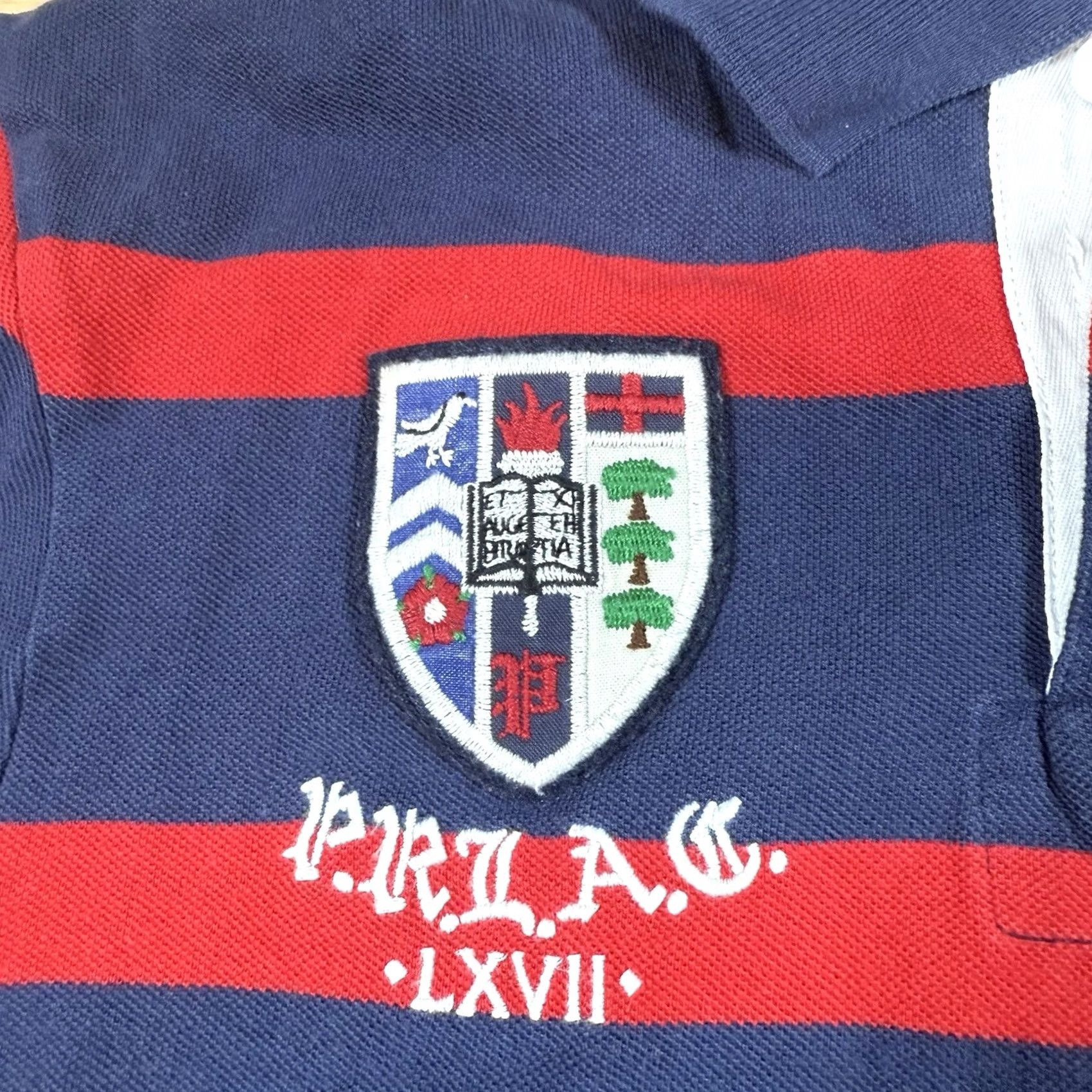 Polo Ralph Lauren Polo Ralph Lauren Shirt Mens XL Blue Rugby Big Pony Flag Crest Striped Embroidered Size US XL / EU 56 / 4 - 4 Thumbnail