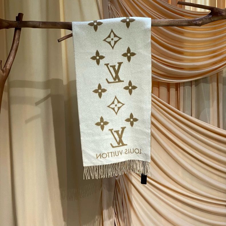 Louis Vuitton Louis Vuitton Cream-colored presbyopic double-faced cashme Size ONE SIZE - 2 Thumbnail