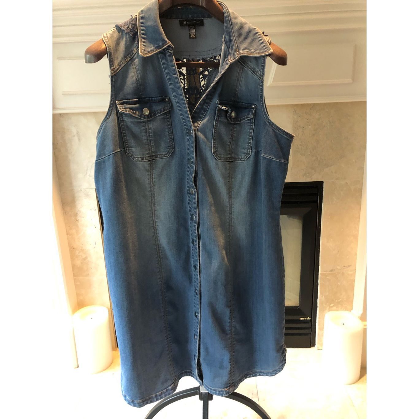 I.N.C I.N.C. International Concepts Women’s Jean Snap Button Up Sl Size XXL / US 16-18 / IT 52-54 - 1 Thumbnail