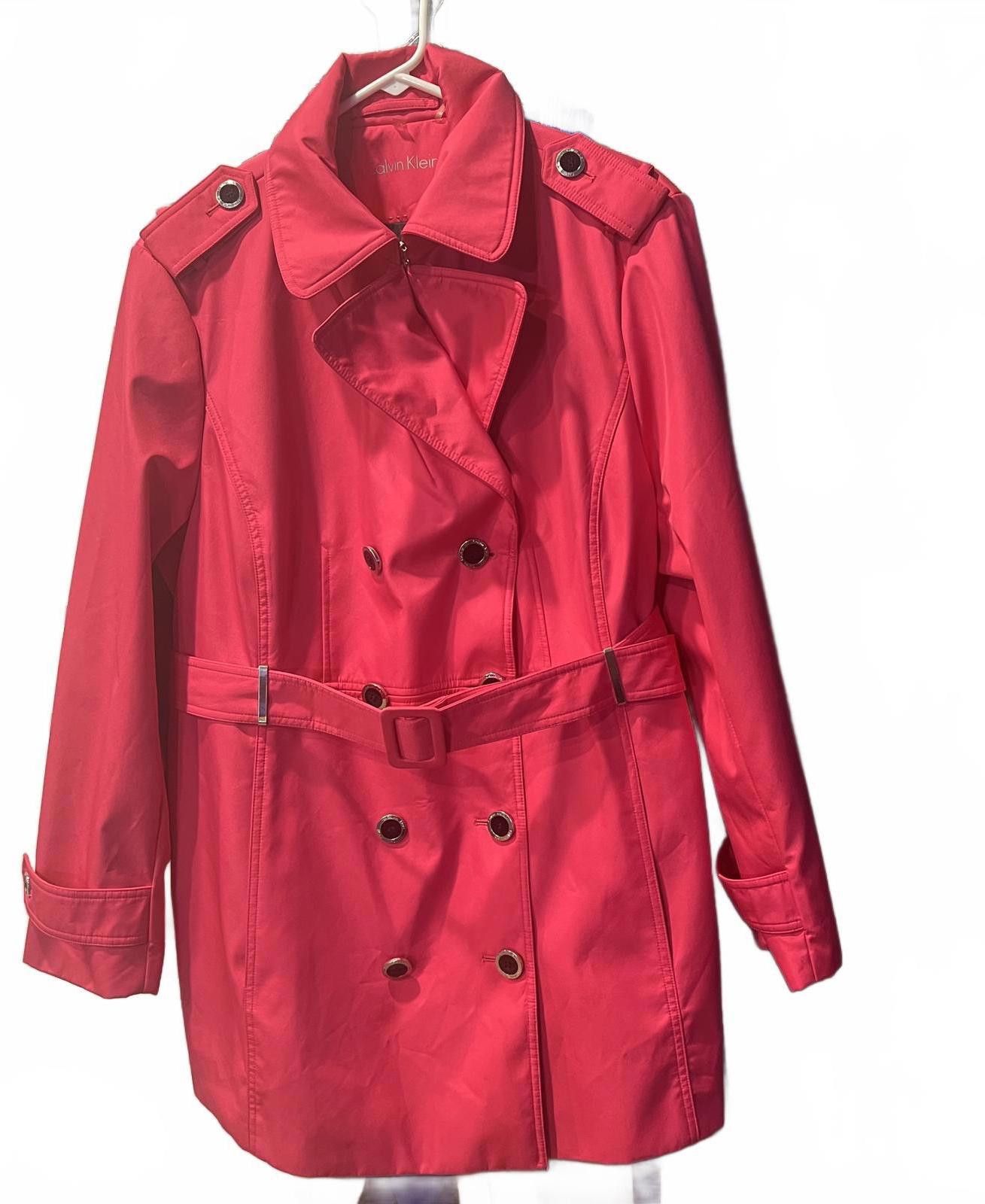 Calvin Klein Calvin Klein Women's Red Trench Coat with Belt Size XL / US 12-14 / IT 48-50 - 1 Thumbnail