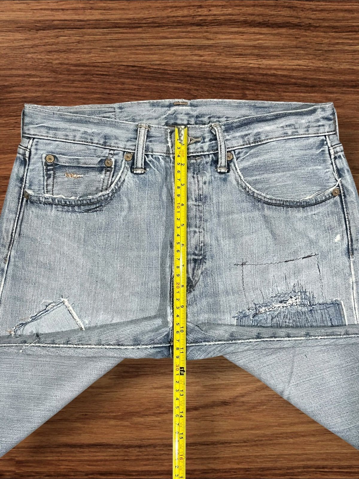 Levi's Vintage Levi’s 501 Sashiko Patchwork Light Blue Washed Jeans Size US 31 - 16 Thumbnail