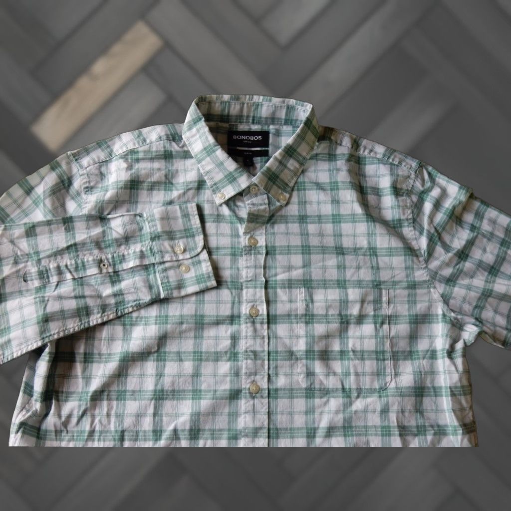 Bonobos VINTAGE Bonobos Slim Fit Green Plaid Long Sleeve Button Up Shirt XL Mens Size US XL / EU 56 / 4 - 1 Thumbnail
