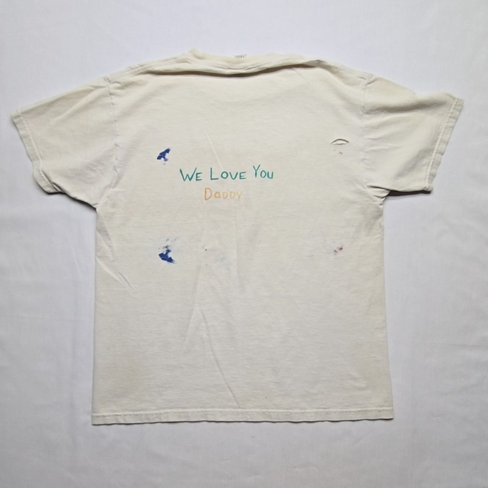 Fruit Of The Loom Vintage Best Dad Shirt Handprint Distressed Large White Tee Size US L / EU 52-54 / 3 - 6 Thumbnail
