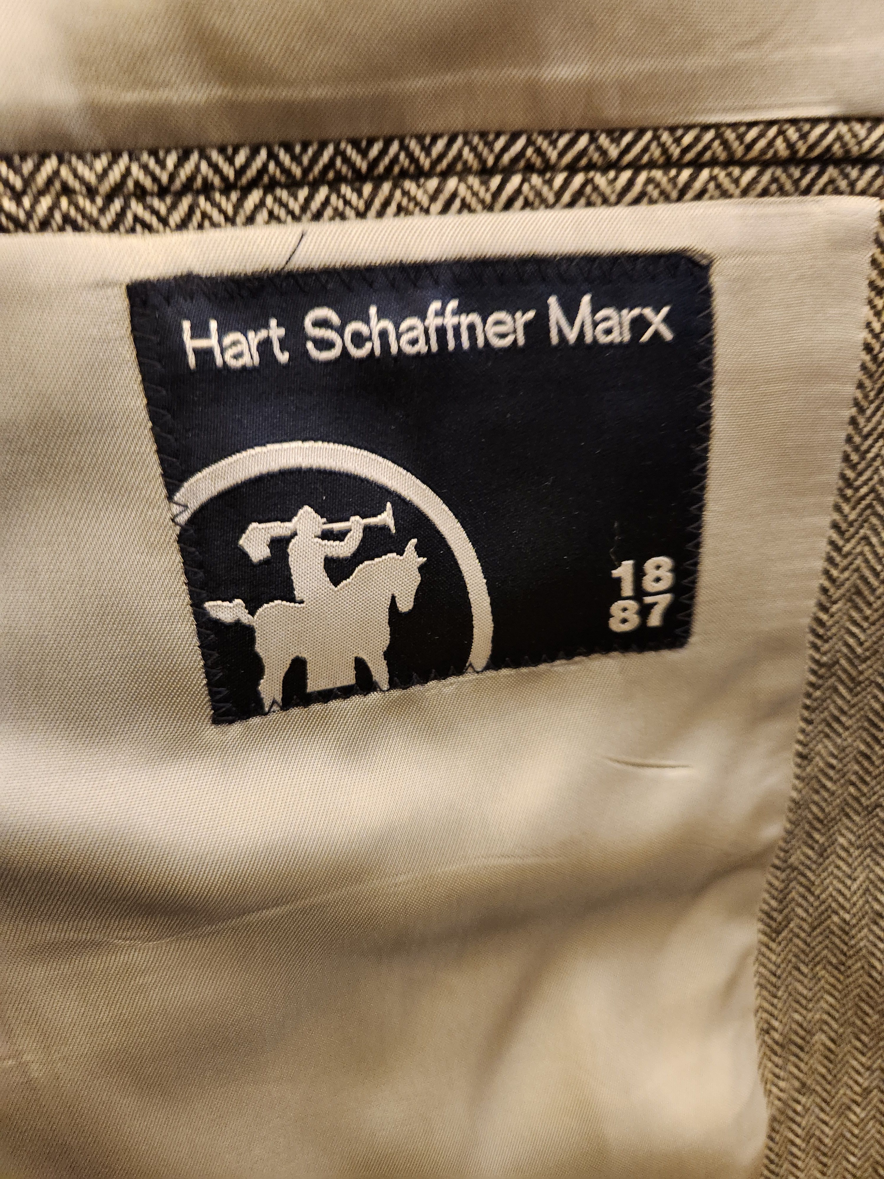 Hart Schaffner Marx 100% Wool Herringbone Blazer Size 44R - 4 Thumbnail