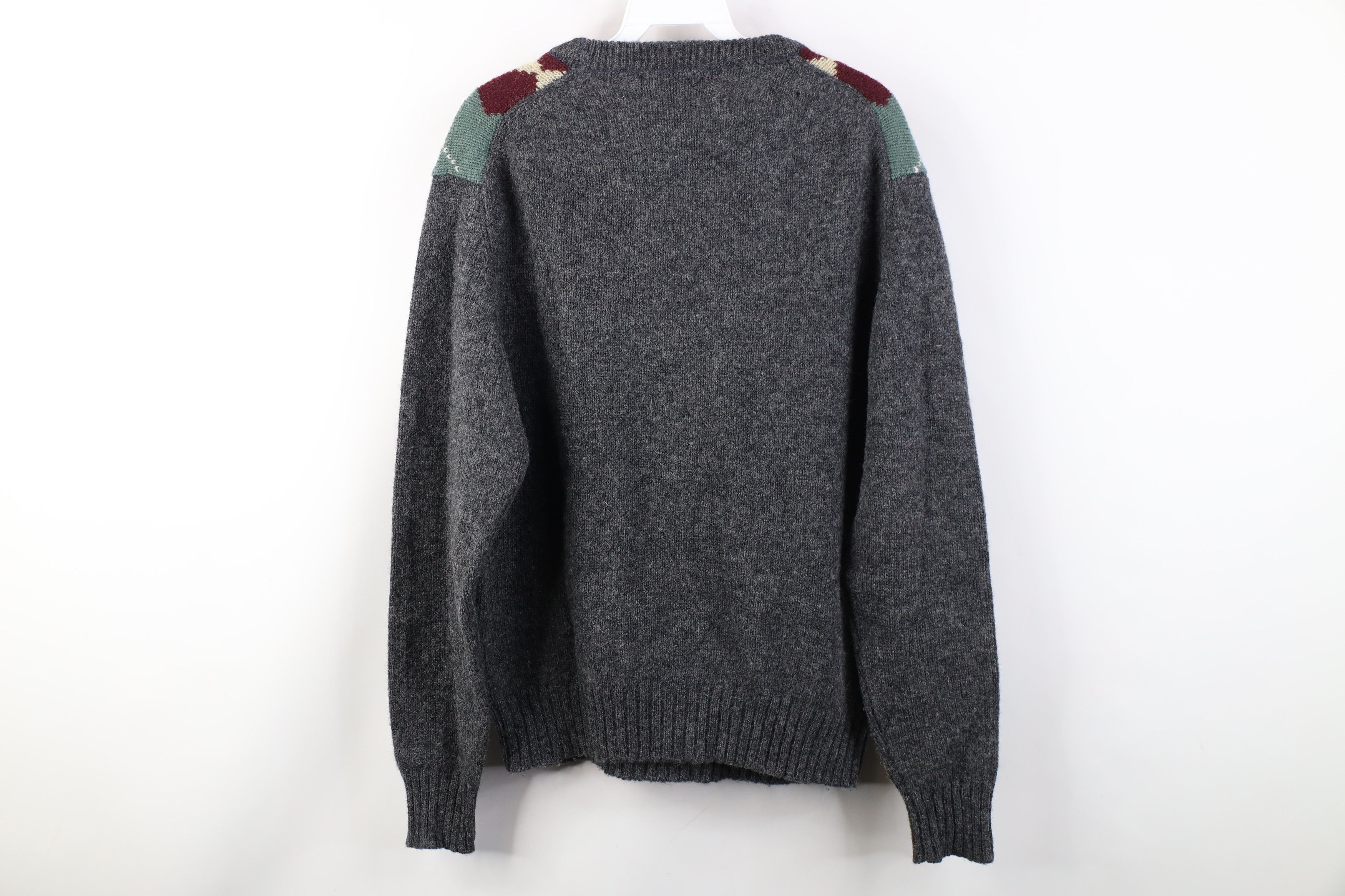 Vintage Vintage 70s Streetwear Wool Knit Argyle Diamond Sweater Size L / US 10 / IT 46 - 7 Thumbnail