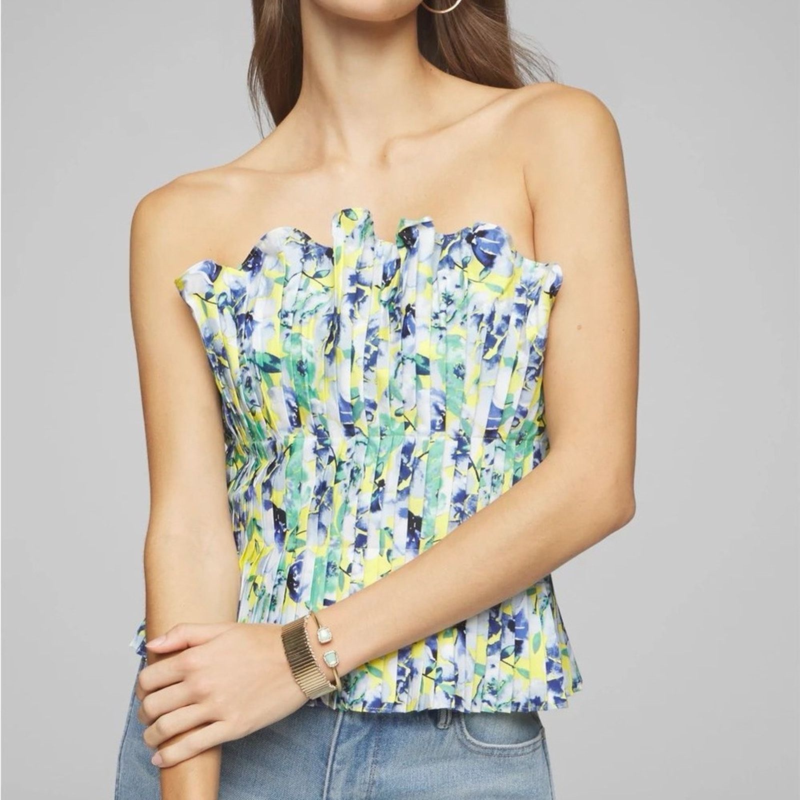 White House Black Market white house black market pleated floral bustier top Size M / US 6-8 / IT 42-44 - 2 Thumbnail