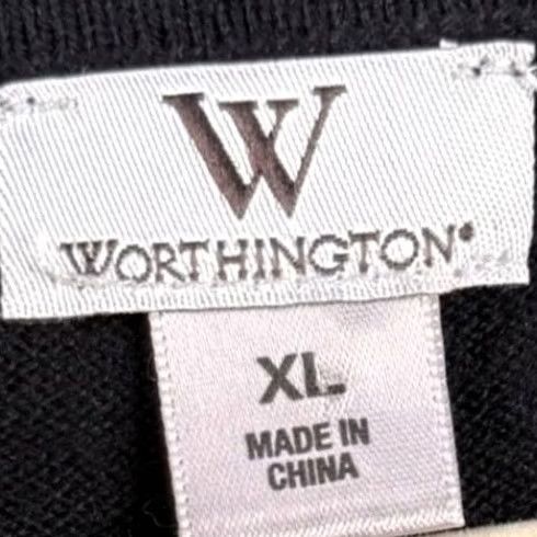 Worthington Worthington Women XL Short Sleeve Black Silver Zebra Top Metallic Shimmer Wave Sweater Knit Y2K Vintage: No Size XL / US 12-14 / IT 48-50 - 3 Thumbnail
