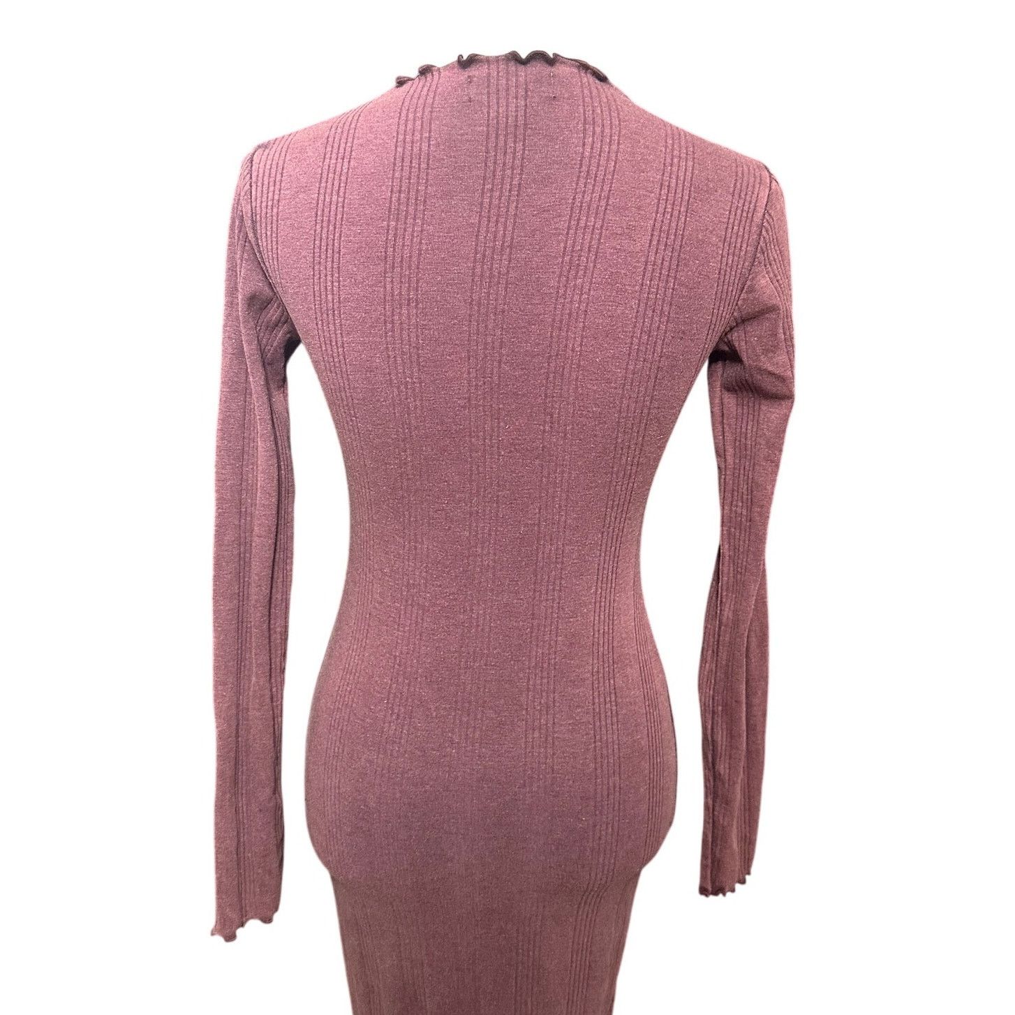 Treasure & Bond Treasure & Bond Midi Dress Bodycon Lettuce Edge Burgundy XXS Size XXS / US 00 / IT 34 - 6 Thumbnail
