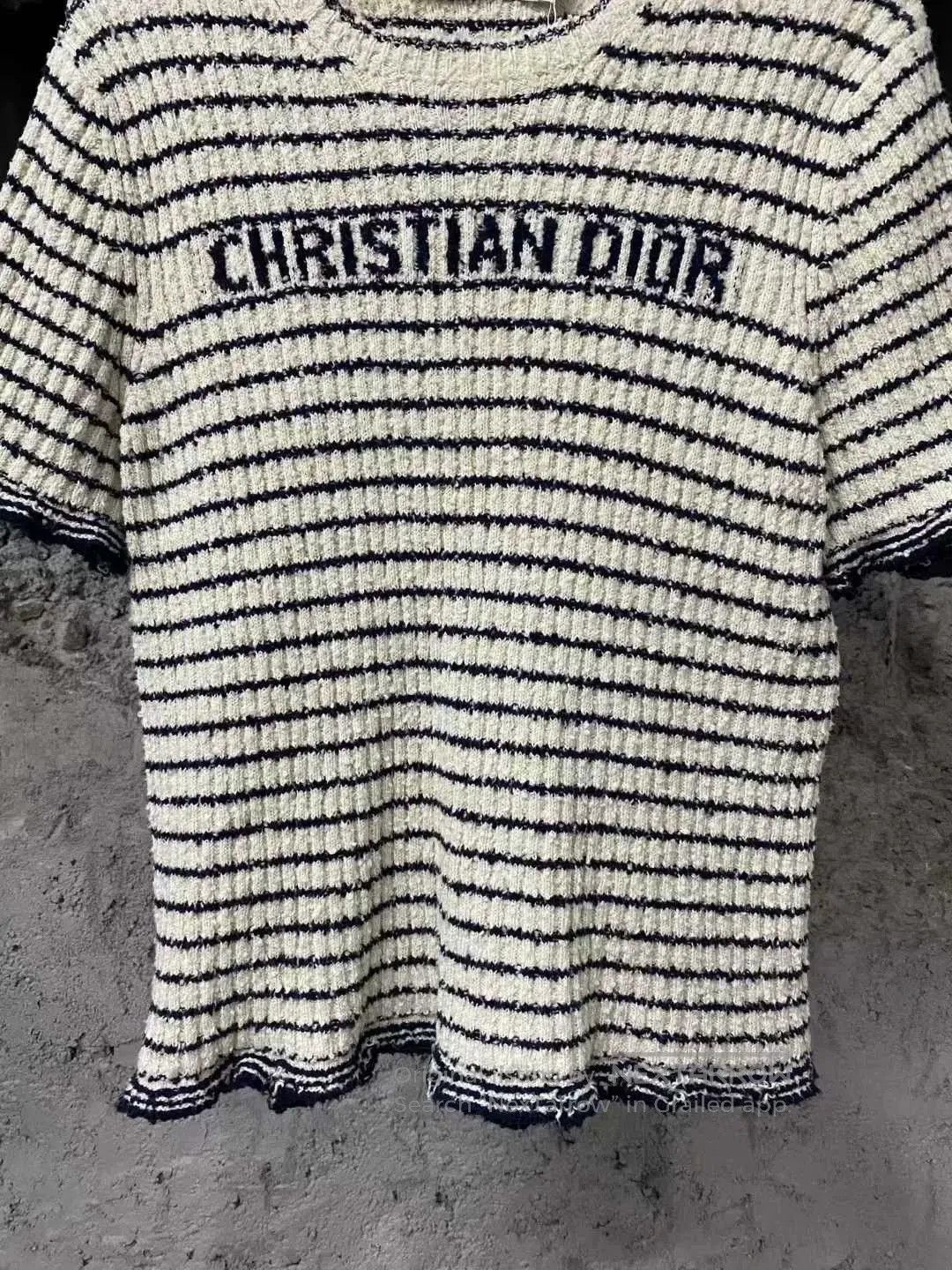 Dior Dior Black and White Striped Short Sleeve Top. Size L / US 10 / IT 46 - 4 Thumbnail