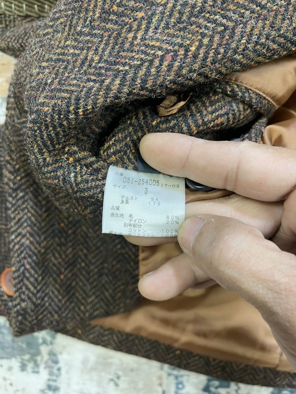 Japanese Brand Abx Herringbone Tweed Elbow Patch Sport Coat Size US S / EU 44-46 / 1 - 16 Thumbnail
