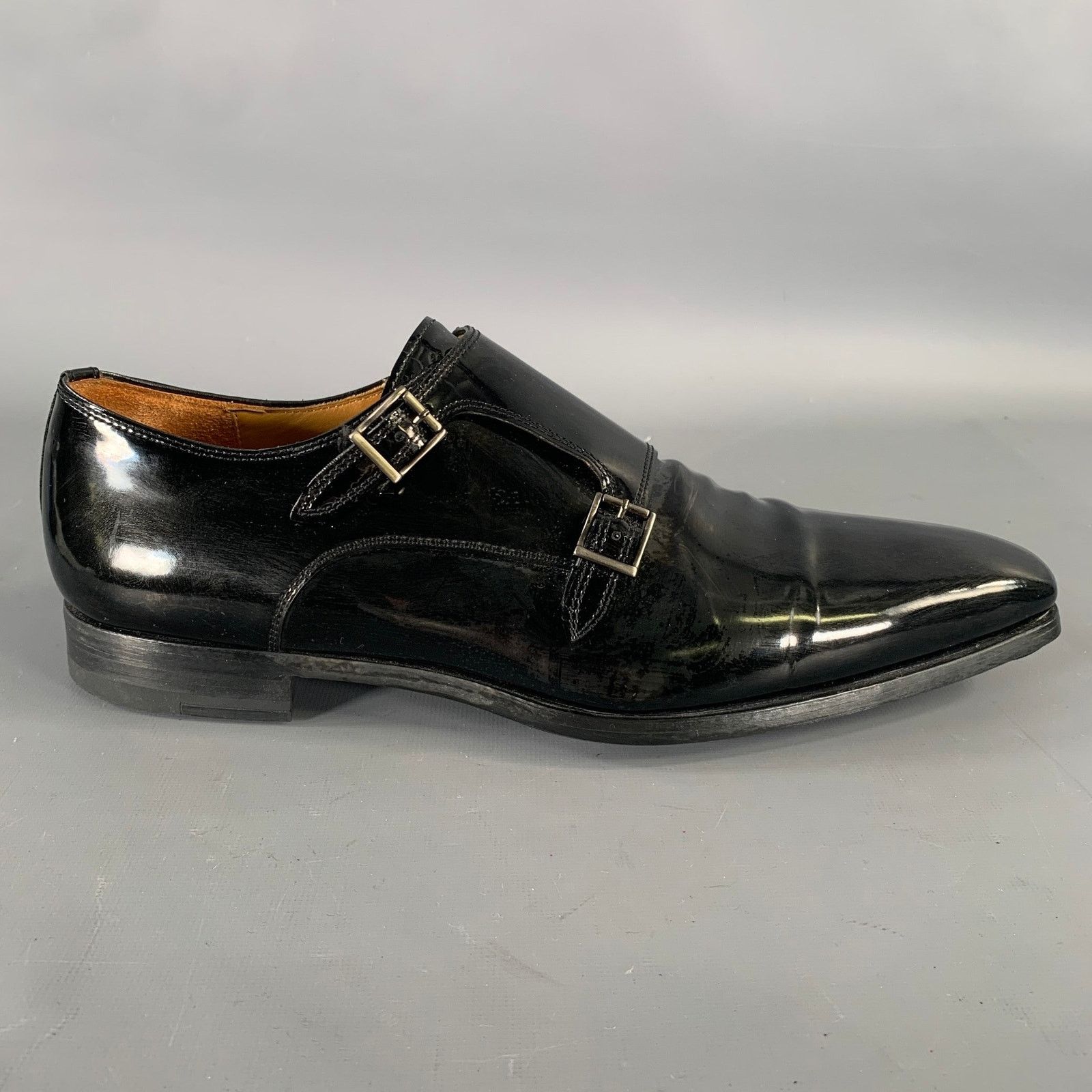 Magnanni MAGNANNI Size 10 Black Patent Leather Monk Strap Loafers Size US 10 / EU 43 - 2 Thumbnail