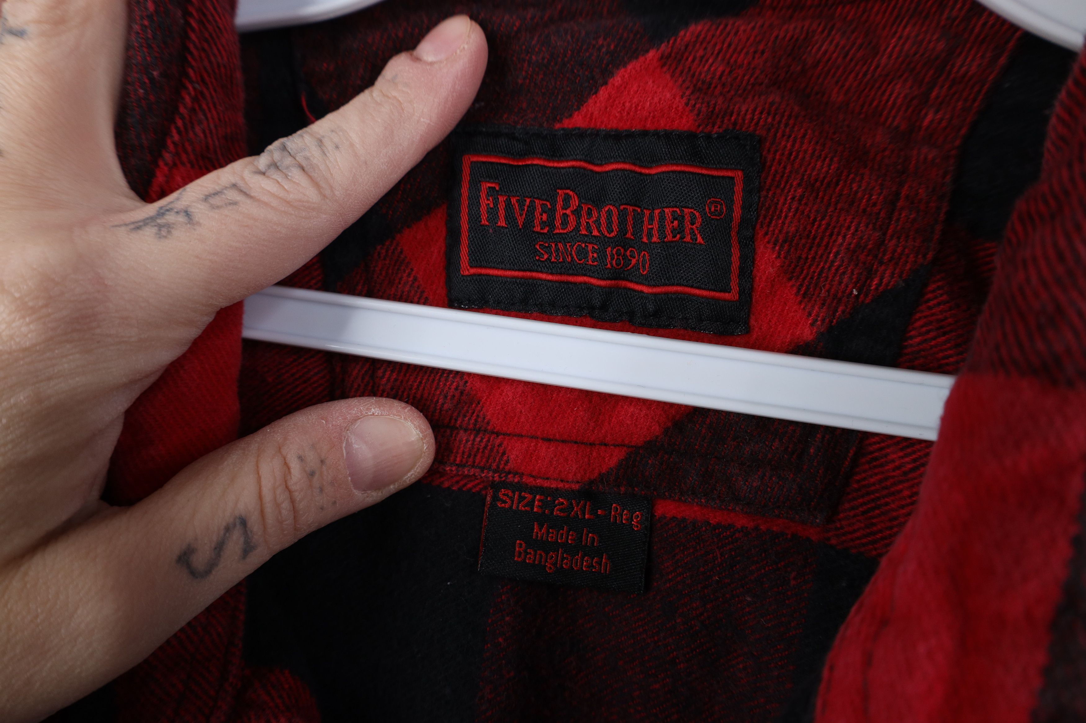 FiveBrother Vintage 90s Five Brother Flannel Button Shirt Red Plaid Size US XXL / EU 58 / 5 - 9 Thumbnail