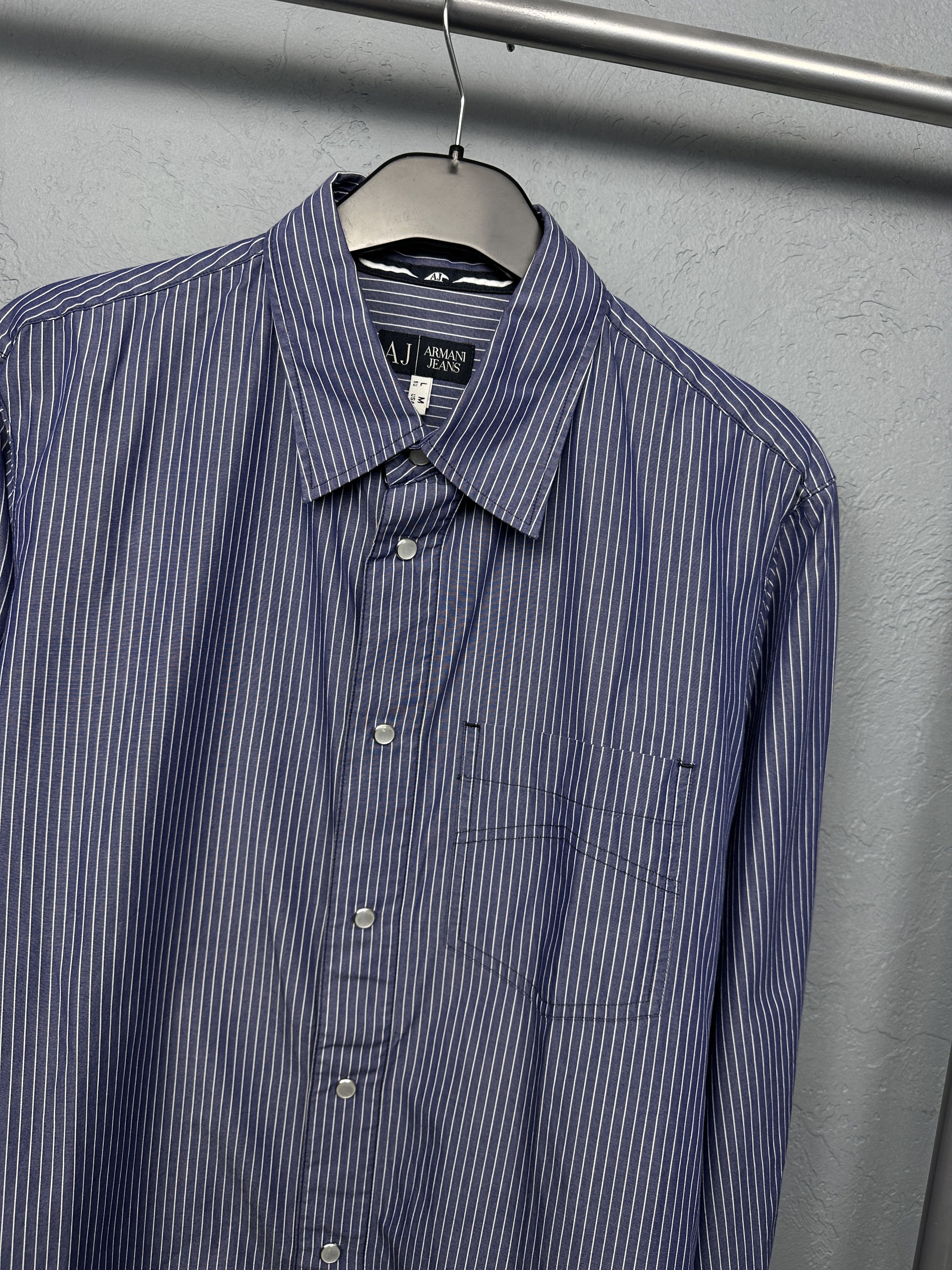 Armani Armani Jeans Vintage Mens Striped Shirt Size US M / EU 48-50 / 2 - 4 Thumbnail