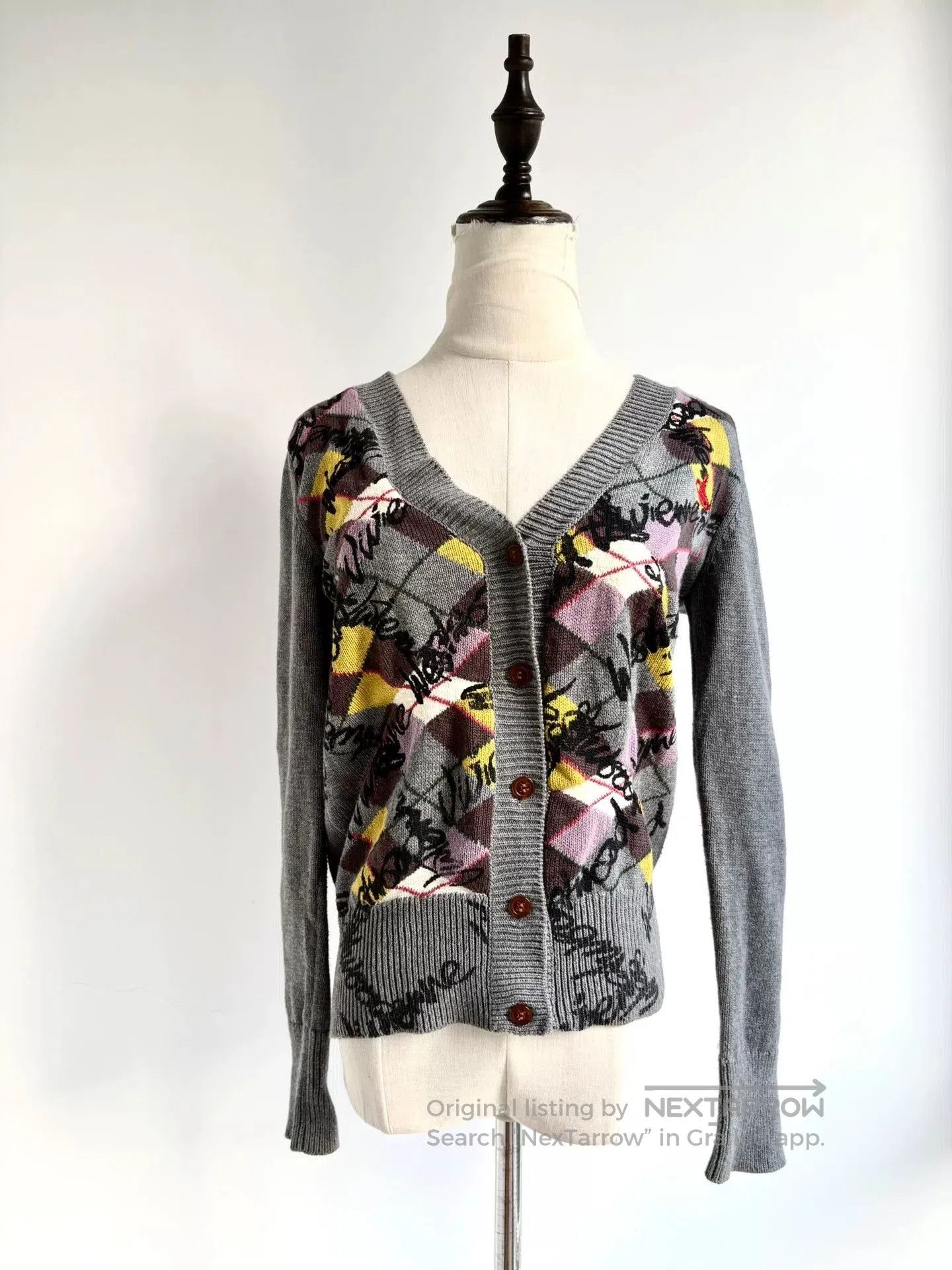 Vivienne Westwood Vivienne Westwood Gray Argyle Knit Cardigan. Size US S / EU 44-46 / 1 - 1 Thumbnail