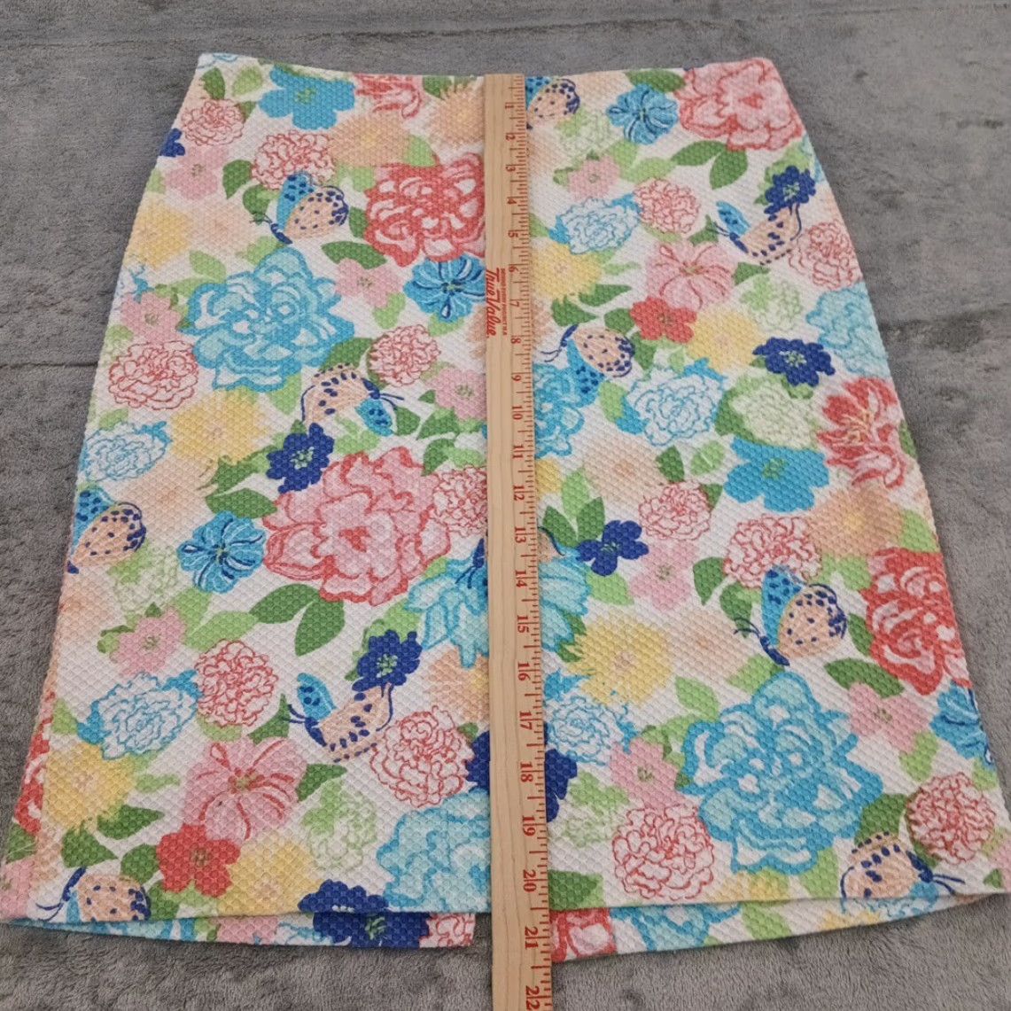 Talbots Talbots Skirt Knee Length Multicolor Floral Pattern Textured Zip Cotton Blend 8 Women's Regular"} Size 30" / US 8 / IT 44 - 4 Thumbnail