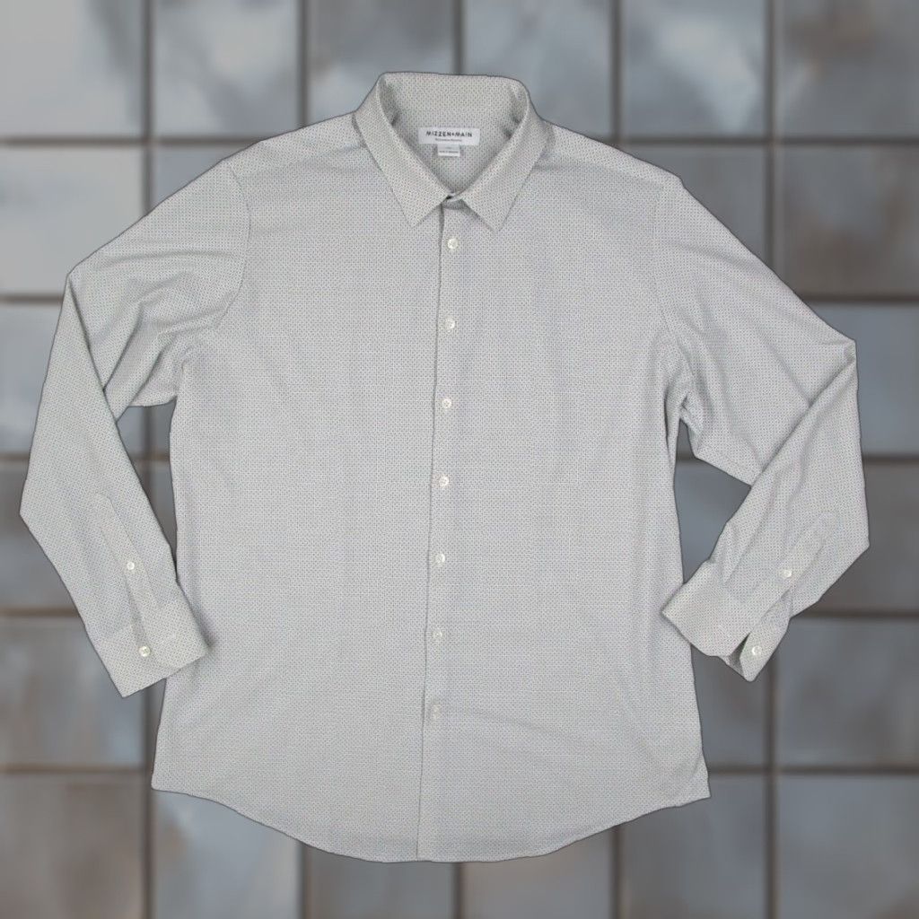 Mizzen+Main Mizzen+Main Shirt Mens 2XL XXL Green Trim Fit Work Casual Stretch Performance Button-Up Slim Long Sleeve Collared Geometric City Classic Preppy Size US XXL / EU 58 / 5 - 1 Thumbnail