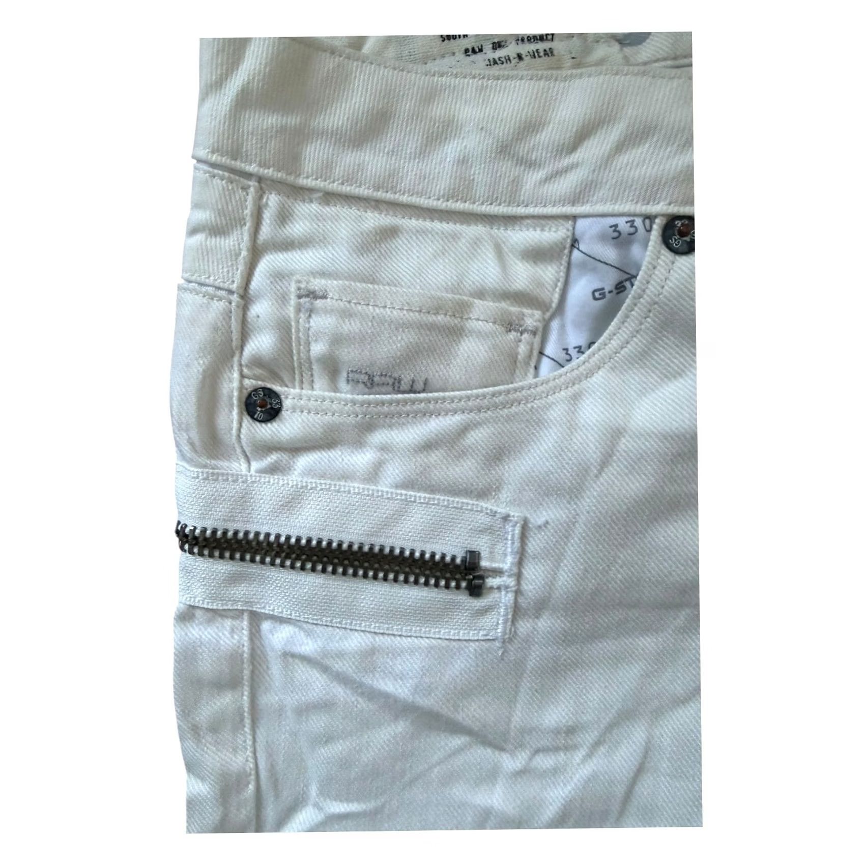 G-Star G-Star RAW 3301 Plus Sudden Straight WMN Jeans White W27 L34 5-Pocket Denim, Zip Pockets, Straight Style, Regular Fit, Women Size 27" / US 4 / IT 40 - 4 Thumbnail