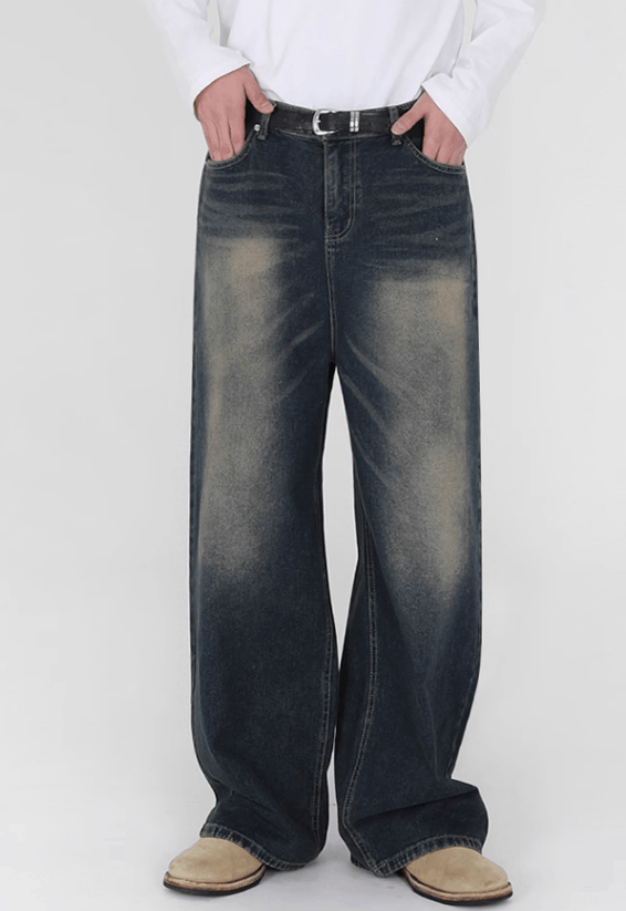 Japanese Brand × Jean Men's retro washed distressed straight jeans Size US 32 / EU 48 - 1 Thumbnail