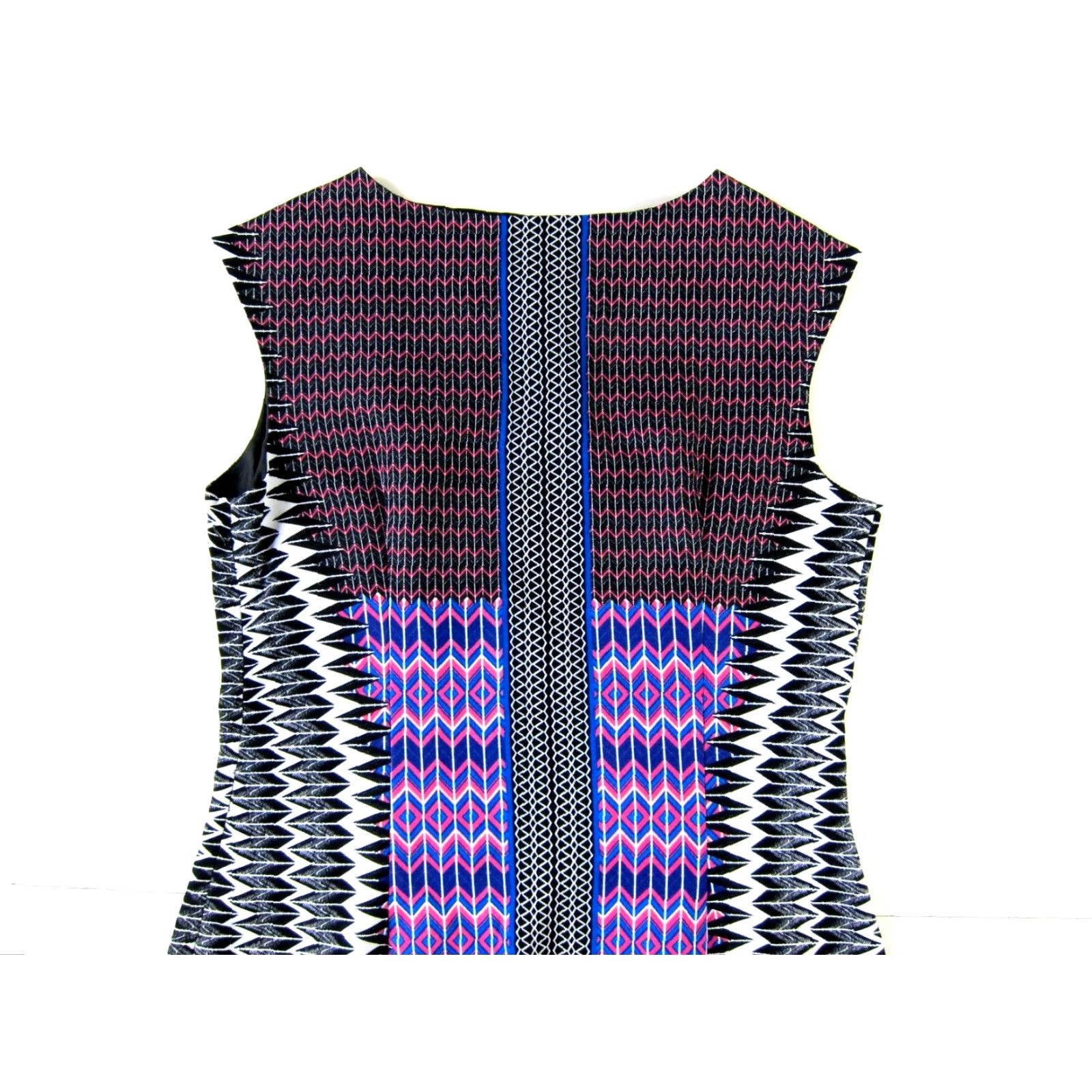 Pinko I LE New York Black Pink Blue White Geometric Stretch Cap Sleeve Sheath Dress 10 Size L / US 10 / IT 46 - 5 Thumbnail