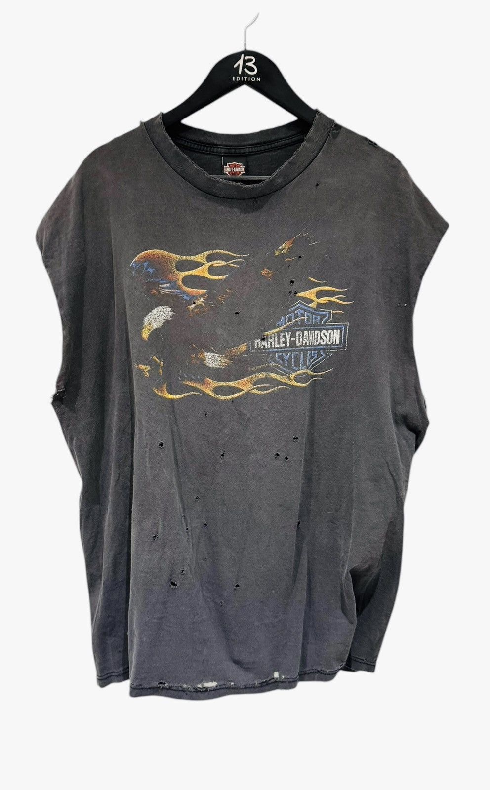 Harley Davidson Thrashed and Faded Vintage Sleeveless Cut Off Vintage Harley Size US XXL / EU 58 / 5 - 1 Thumbnail