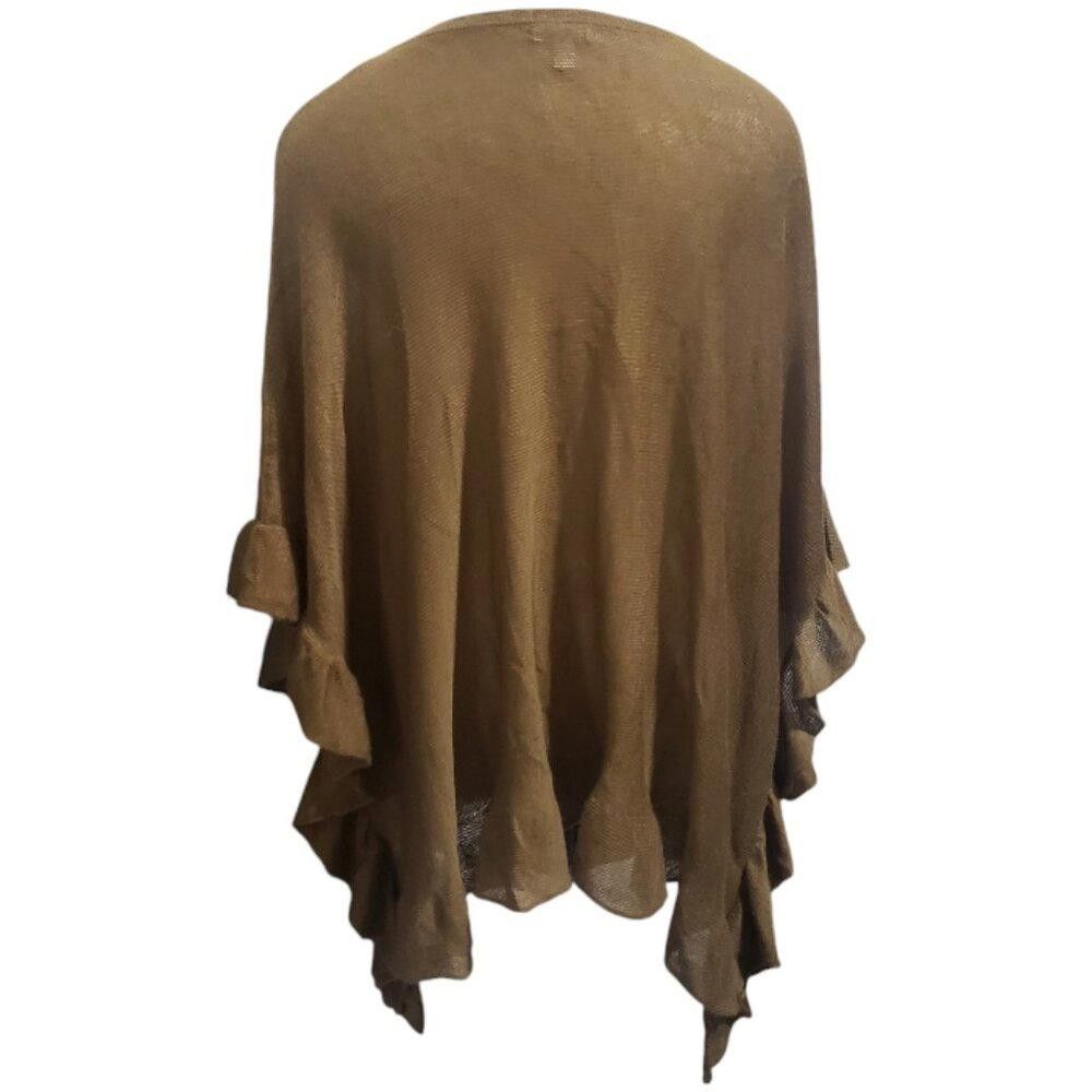 Designer CT1914 Garnet Hill Olive Ruffled Sleeve & Bottom Sweater M Size M / US 6-8 / IT 42-44 - 3 Thumbnail