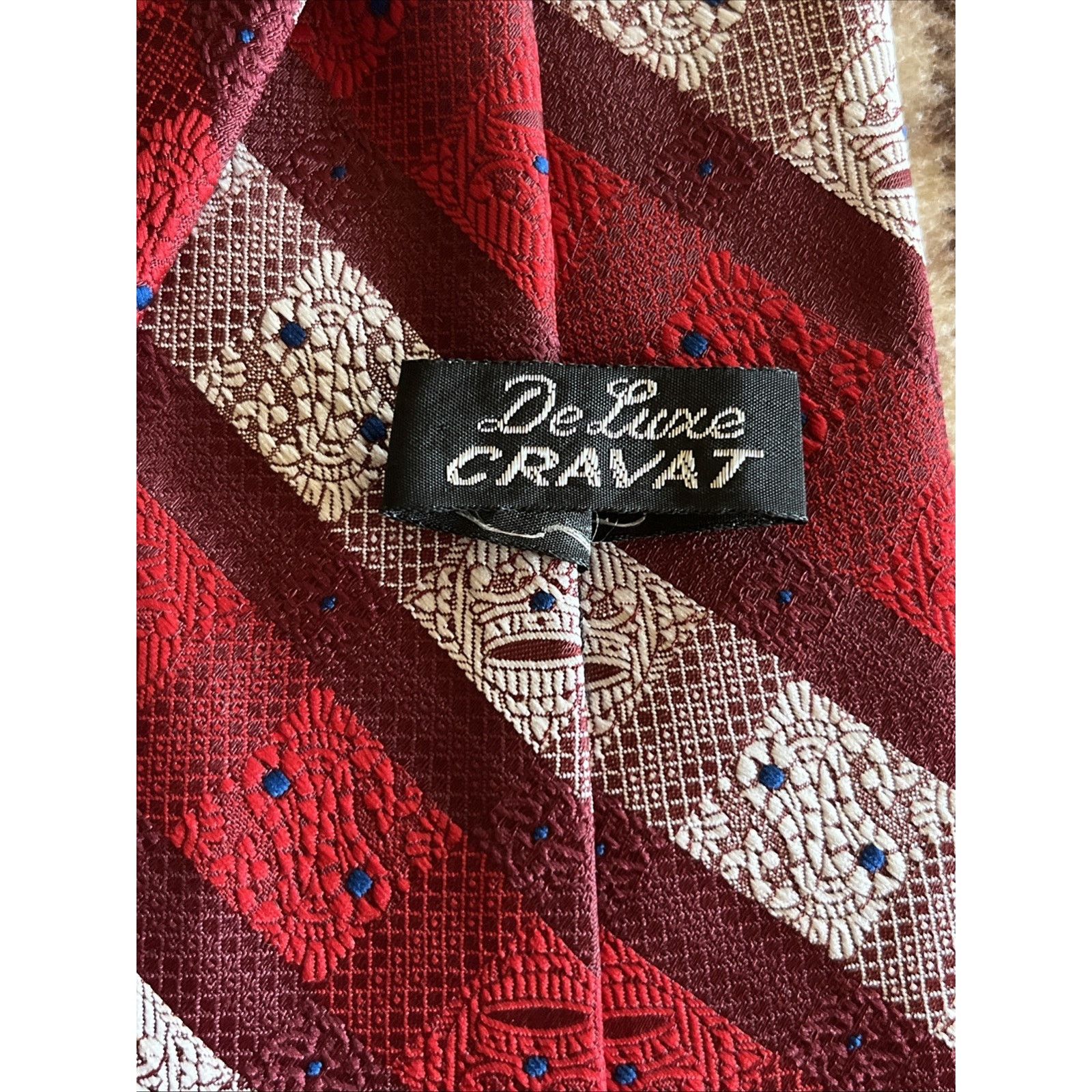 Other Vintage De Luxe Cravat Red Tie Polyester Clip On Necktie Size ONE SIZE - 2 Thumbnail