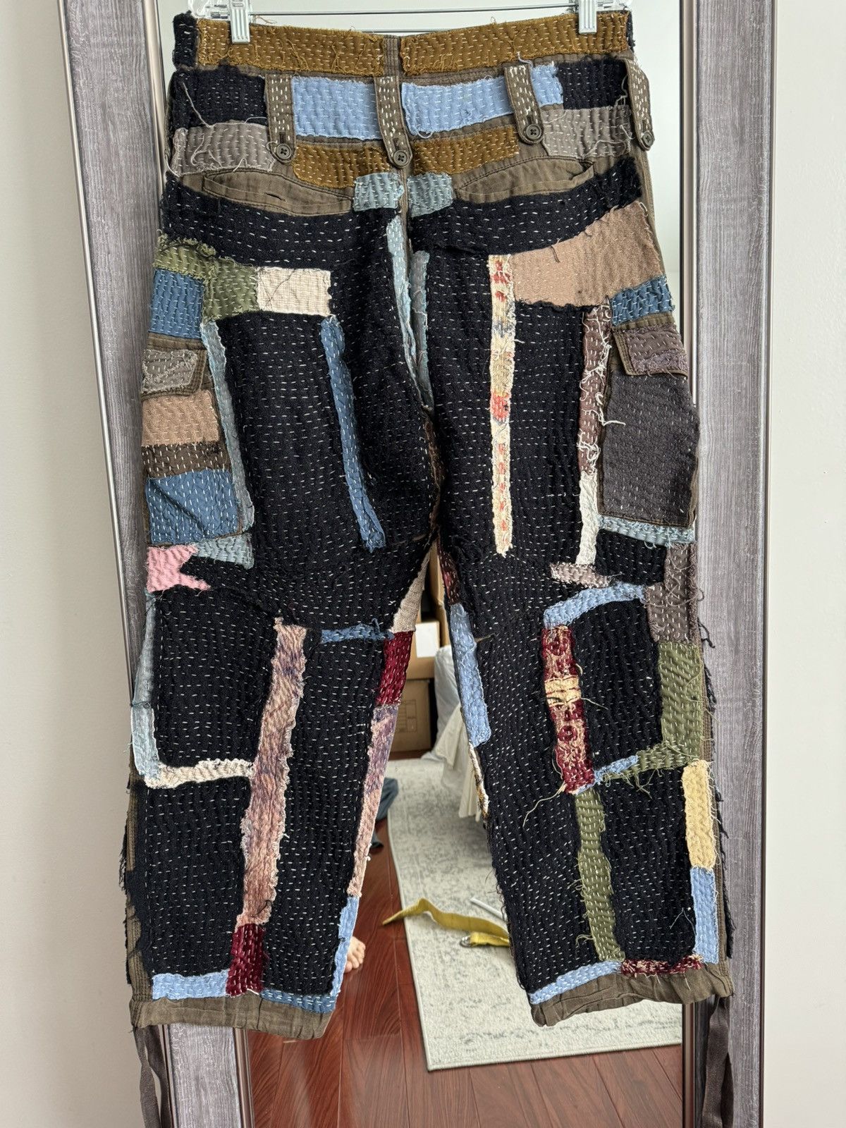 Yohji Yamamoto Custom Hand Stitched 1 of 1 Boro Patchwork Cargo Pants Size US 34 / EU 50 - 4 Thumbnail
