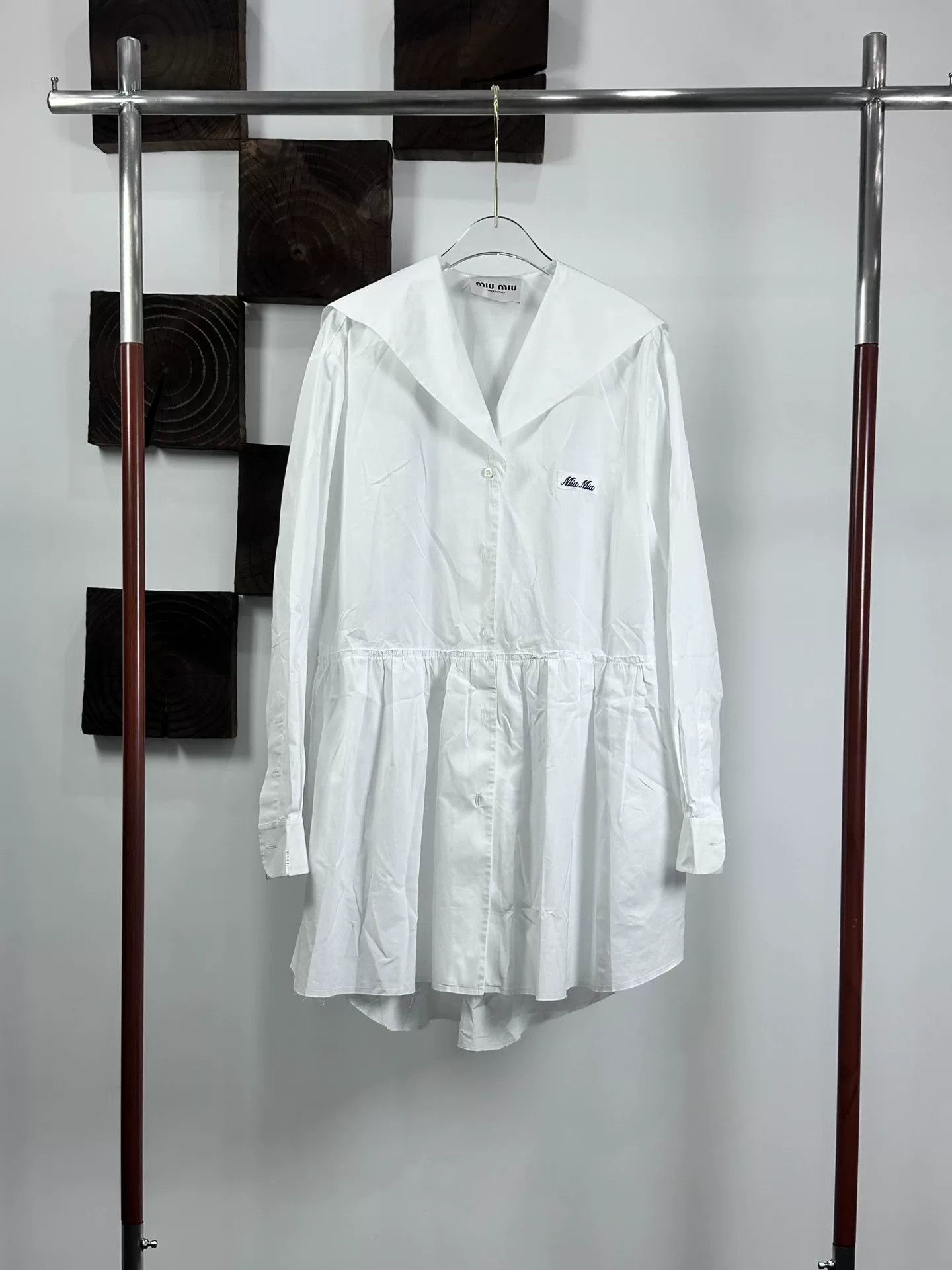 Miu Miu Miu Miu SS24 Logo Embroidered Sailor Collar Dress Size XS / US 0-2 / IT 36-38 - 1 Thumbnail