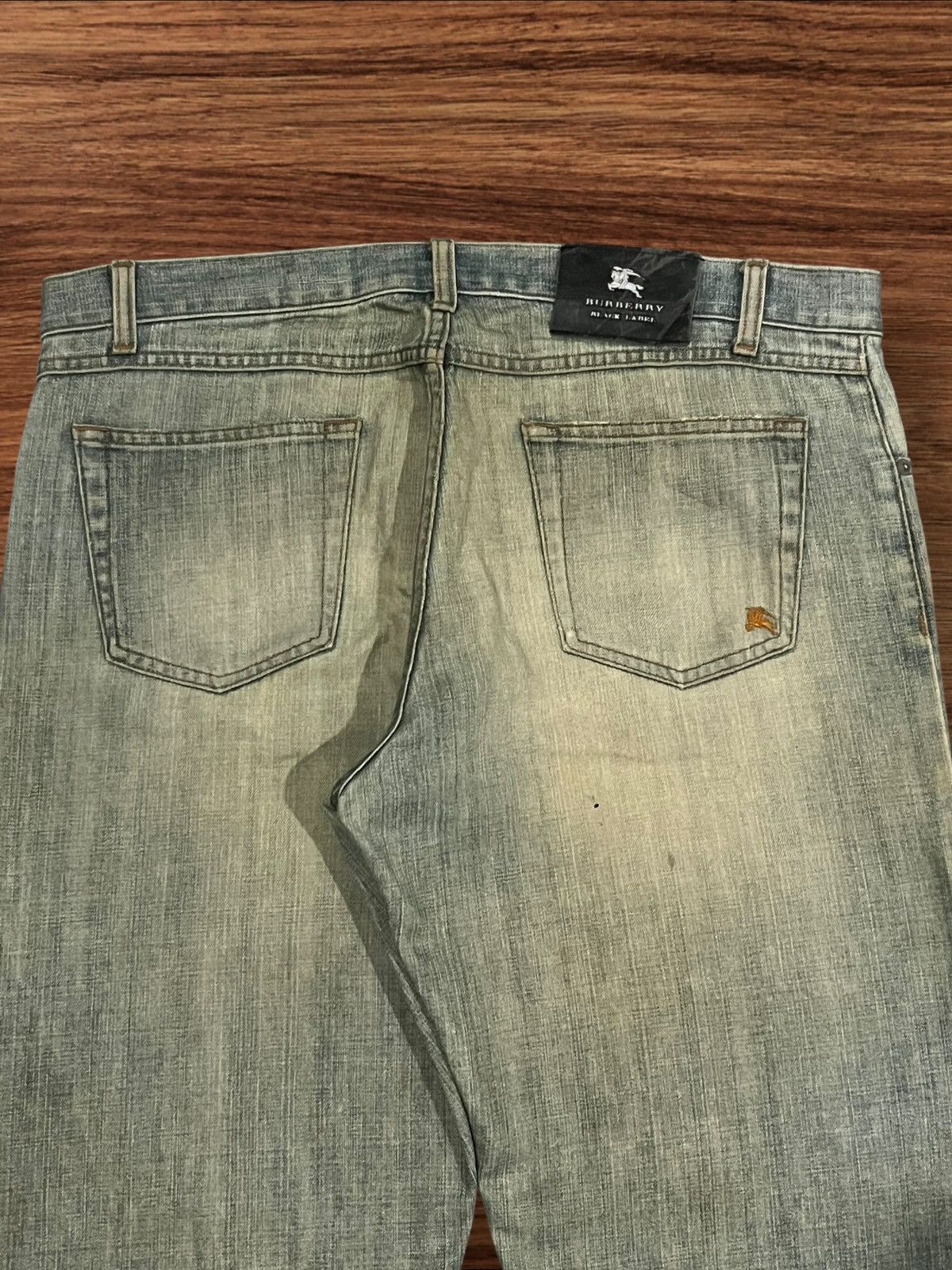 Black Label × Burberry ⚡️Sick⚡️Burberry Black Label Mud Wash Distress Buttonfly Jeans Size US 35 - 9 Thumbnail