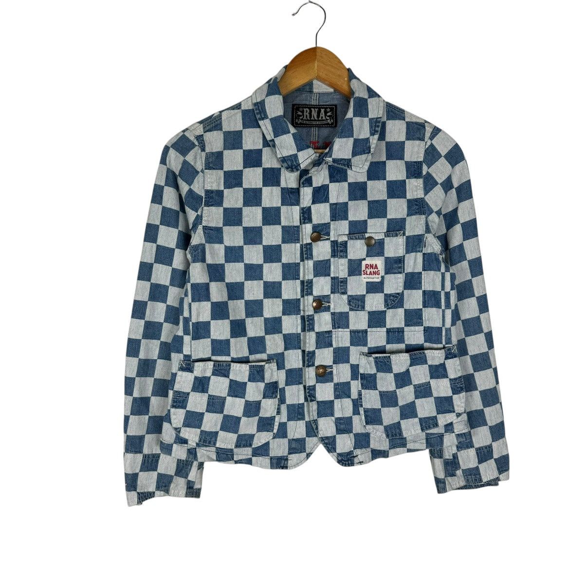 Designer × Japanese Brand ☀️RNA BLUE CHECK DENIM JACKET Size M / US 6-8 / IT 42-44 - 2 Thumbnail