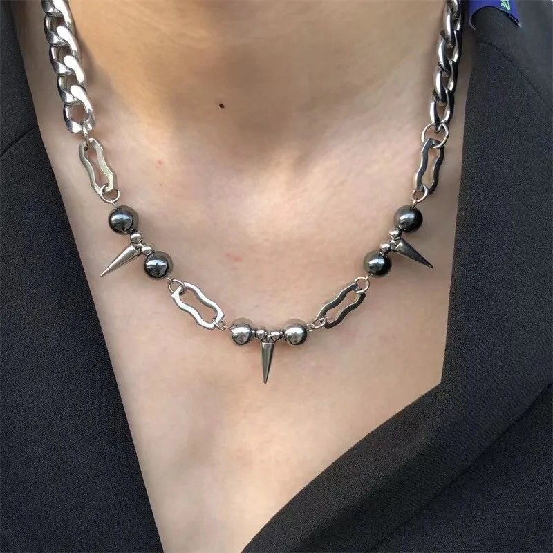 Other Titanium Steel Rivets Cuban Chain Necklace Size ONE SIZE - 1 Thumbnail