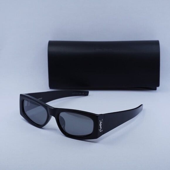 Saint Laurent Paris New Saint Laurent SLM140/F 002 Sunglasses - Shiny Black Size ONE SIZE - 1 Thumbnail