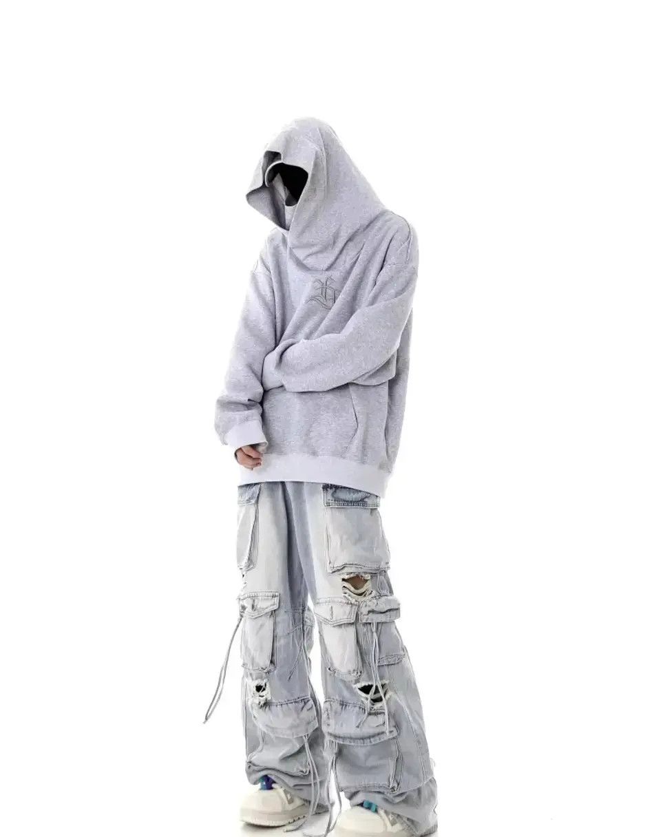 Japanese Brand Street Hip Hop Grunge Ripped Wide Leg Jeans Pants Size US 32 / EU 48 - 6 Thumbnail