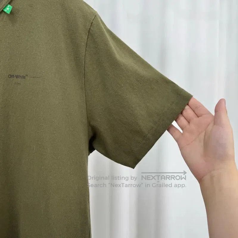 Off-White Off-White Olive Green Logo Print T-Shirt . Size US M / EU 48-50 / 2 - 4 Thumbnail
