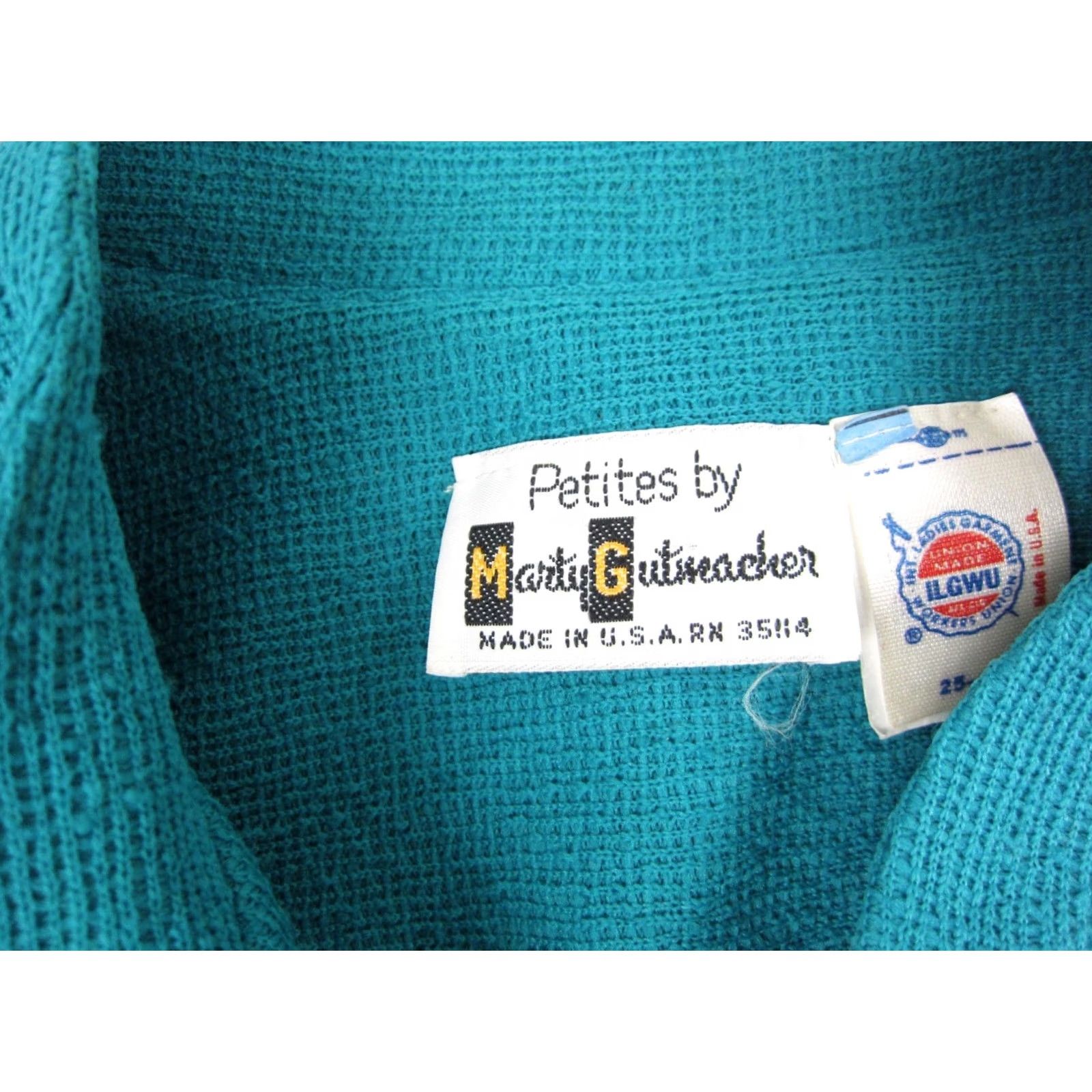 Vintage VINTAGE Marty Gutmacher Blazer Womens Petite Blue Open Cardigan Sweater 36 80s 90s Size XS / US 0-2 / IT 36-38 - 3 Thumbnail