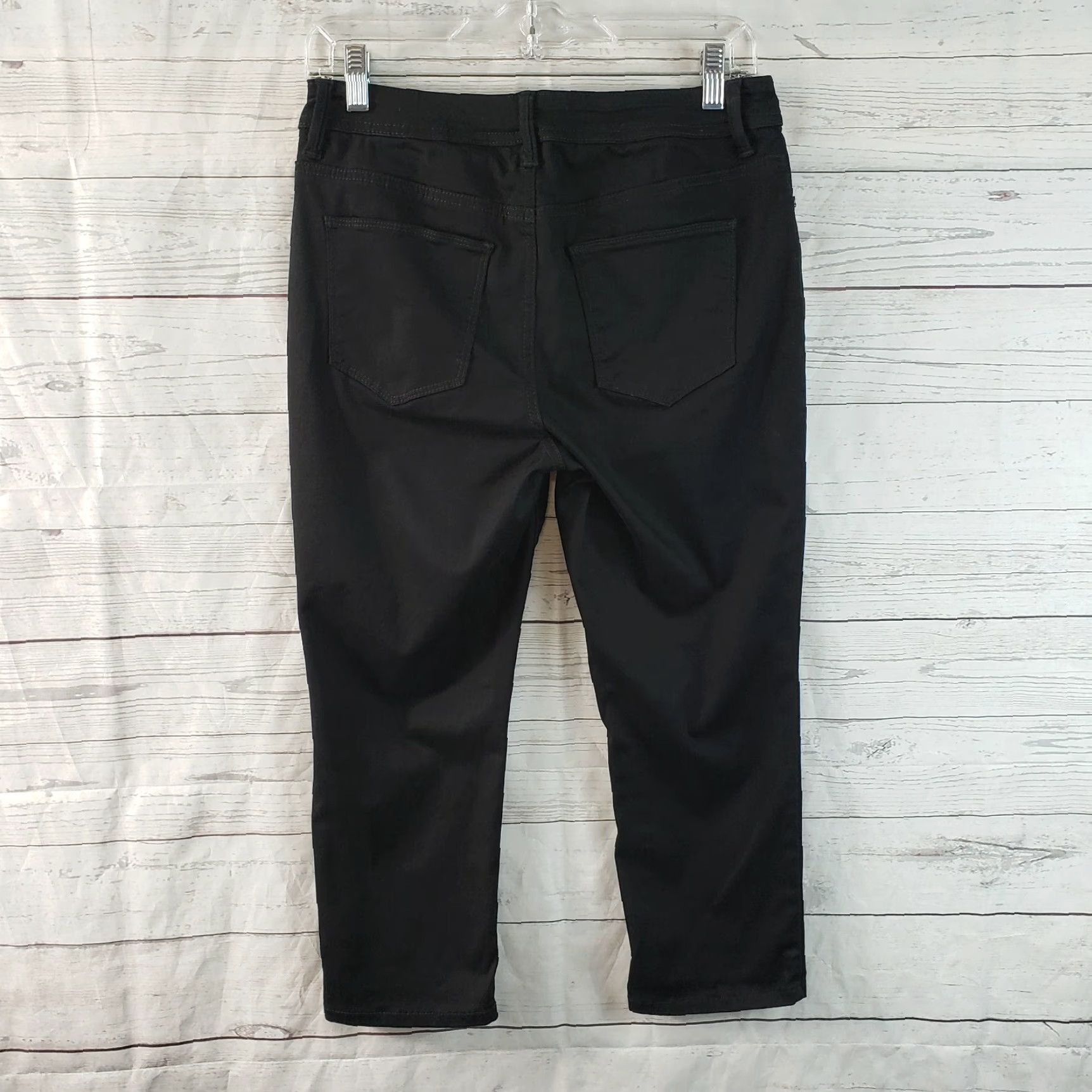 Vintage Chico's Womens Slim Crop Pants Sz 4P Black Mid Rise Cropped Inseam 21in Petite Cotton Blend Size 27" / US 4 / IT 40 - 3 Thumbnail