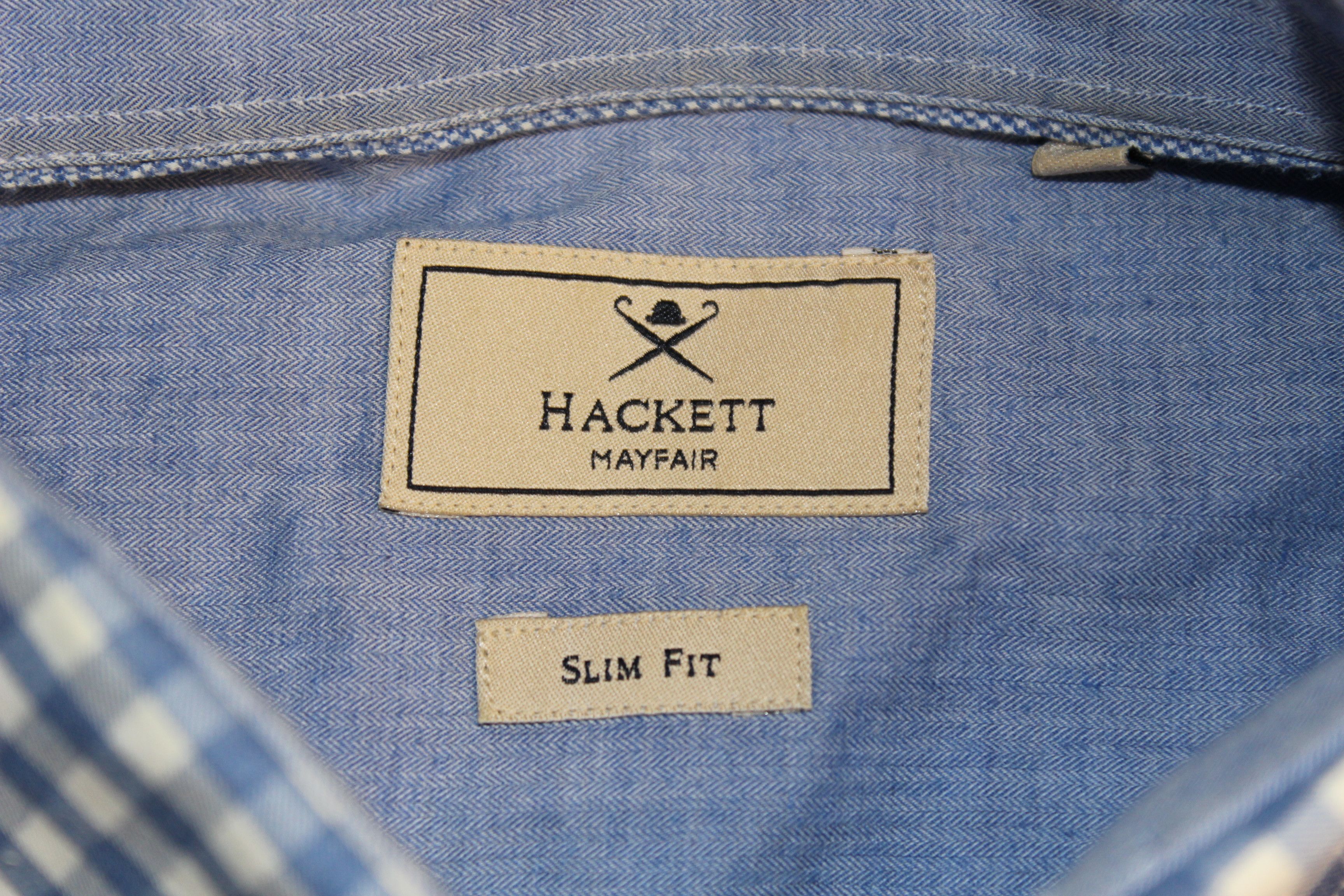 Hackett Hackett Myfair Long Sleeve Blue Check Shirt Size US L / EU 52-54 / 3 - 7 Thumbnail