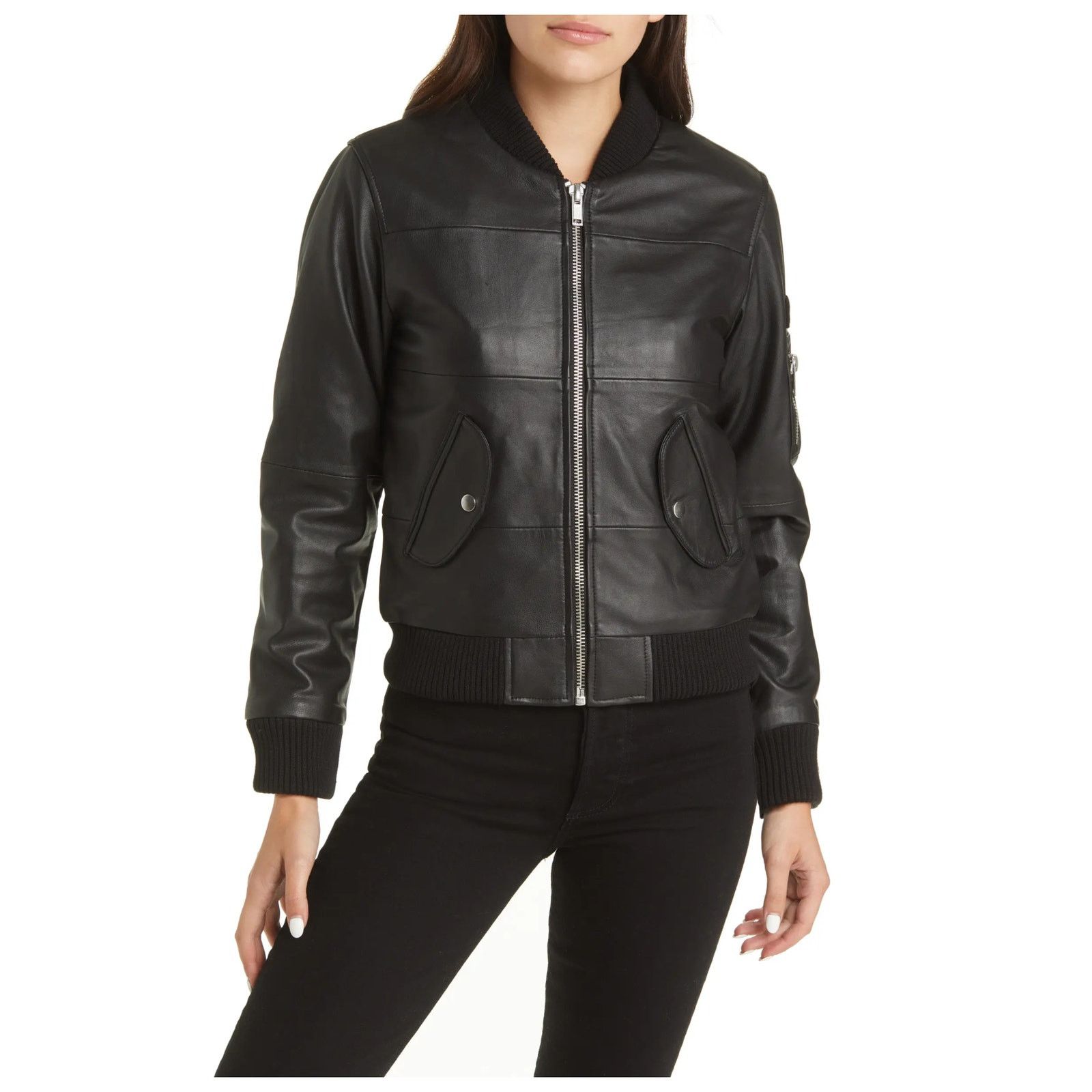 Deadwood Deadwood Recycled Lambskin Leather Bomber Jacket Size Large Size L / US 10 / IT 46 - 15 Thumbnail
