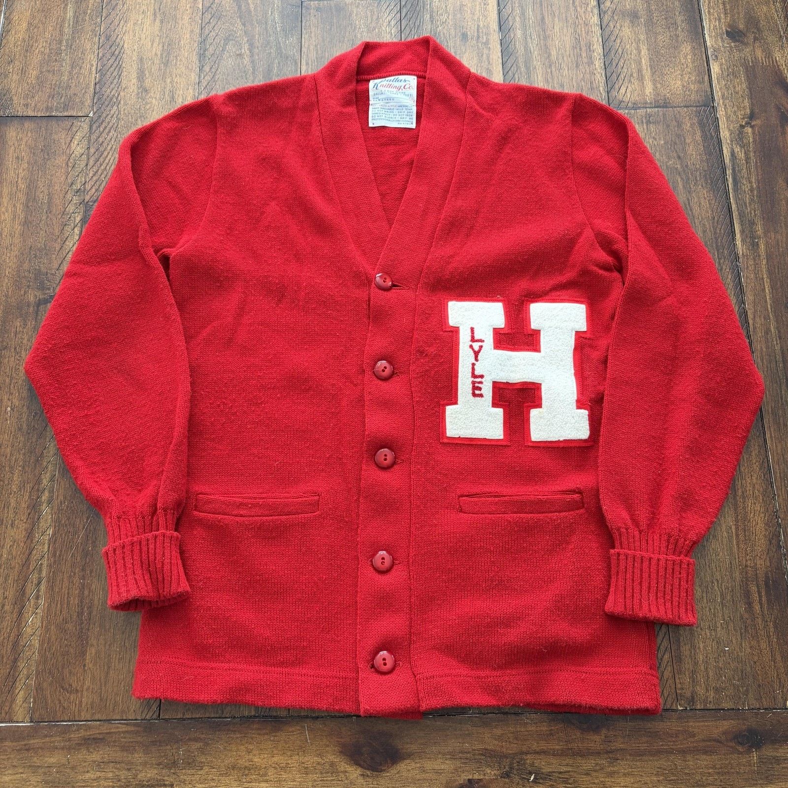 Vintage Vtg Dallas Knitting Co Sweater M Letterman Cardigan Varsity Size US M / EU 48-50 / 2 - 2 Thumbnail