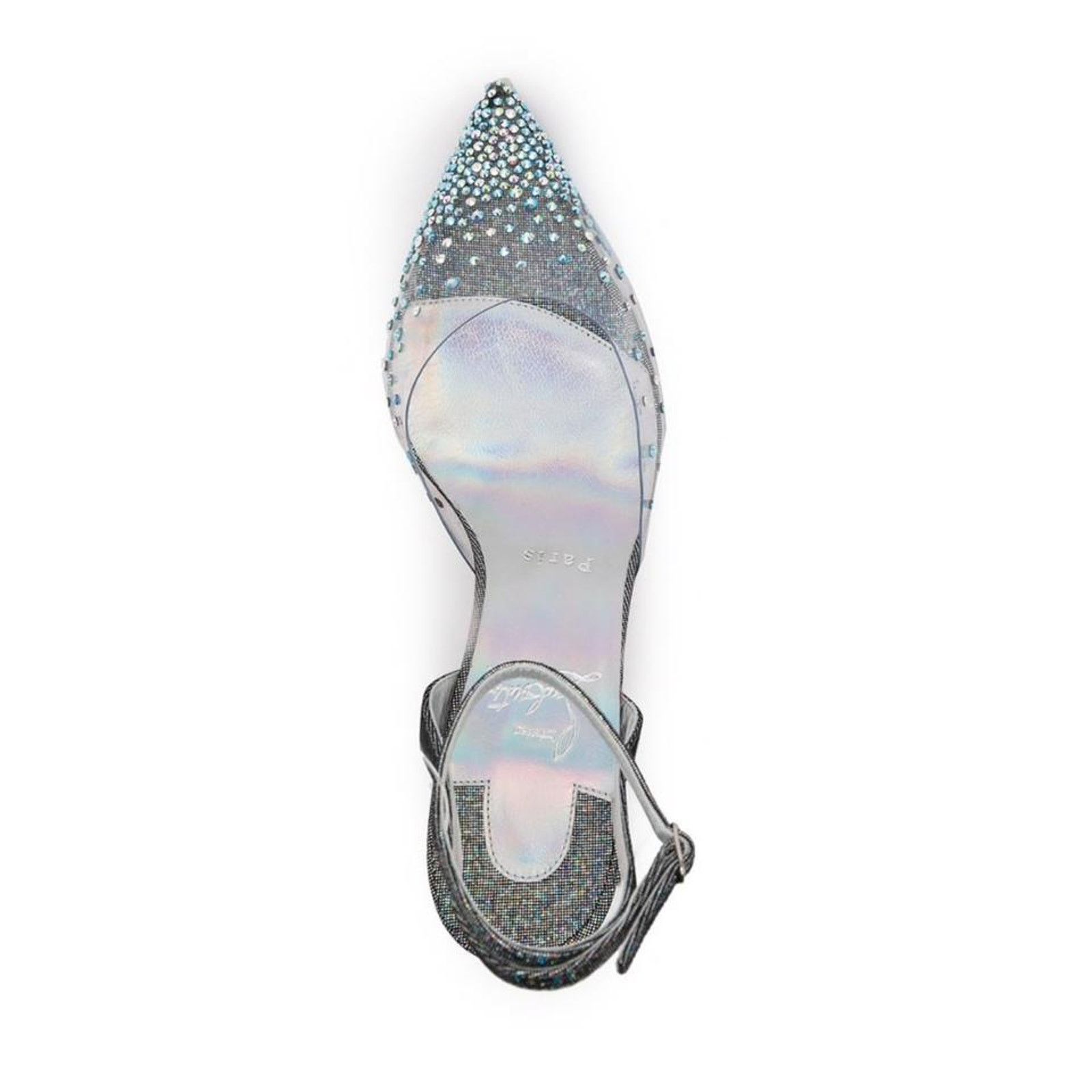 Christian Louboutin Spikaqueen 55 crystal embellished clear pvc metallic heels Size US 9.5 / IT 39.5 - 4 Thumbnail