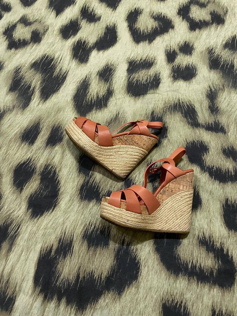 Jimmy Choo JIMMY CHOO Brown Open Toe Espadrille Platform Ankle Strap Size US 7.5 / IT 37.5 - 5 Thumbnail