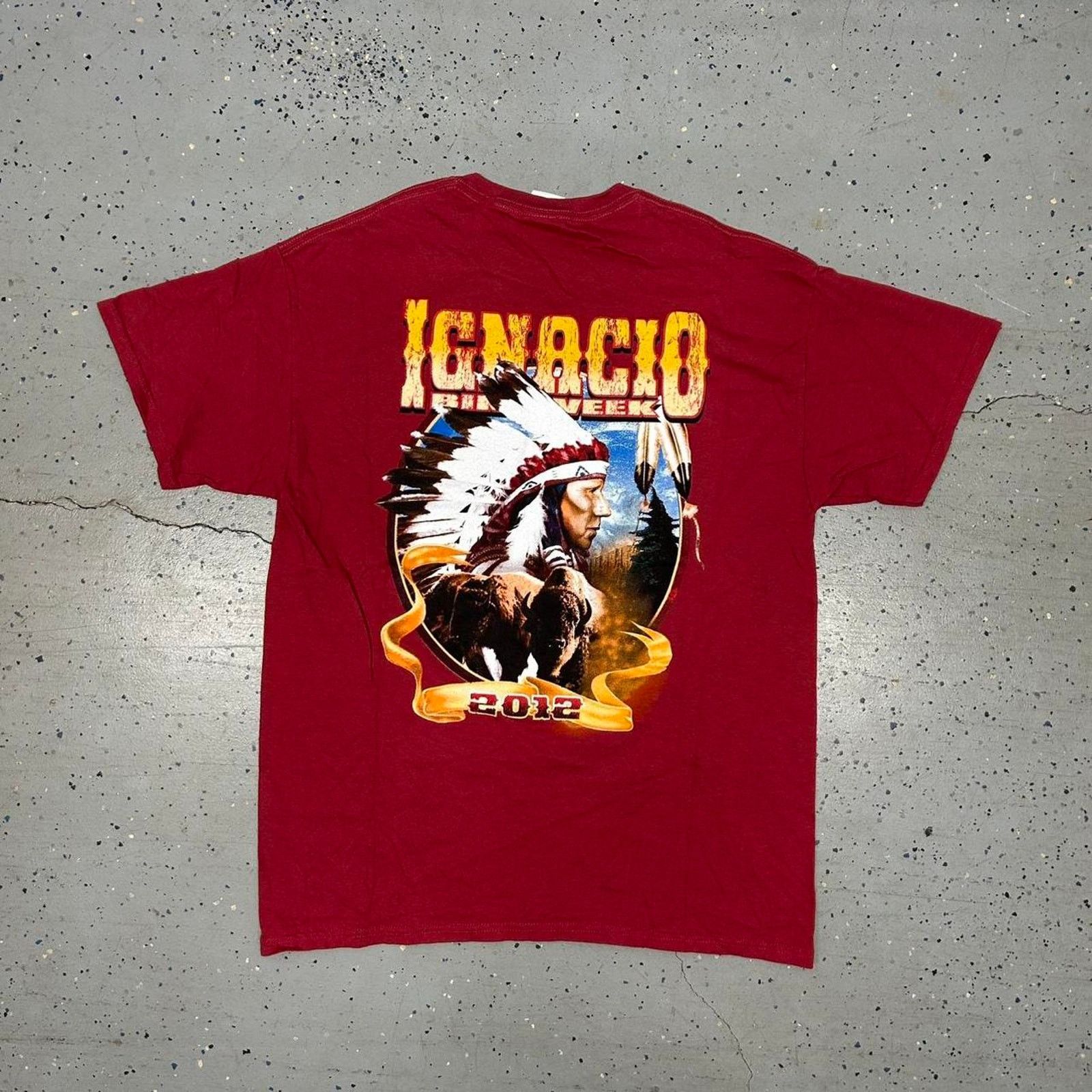 Gildan Y2K IGNACIO Bike Week T-SHIRT - red and yellow cotton tee Size US L / EU 52-54 / 3 - 1 Thumbnail
