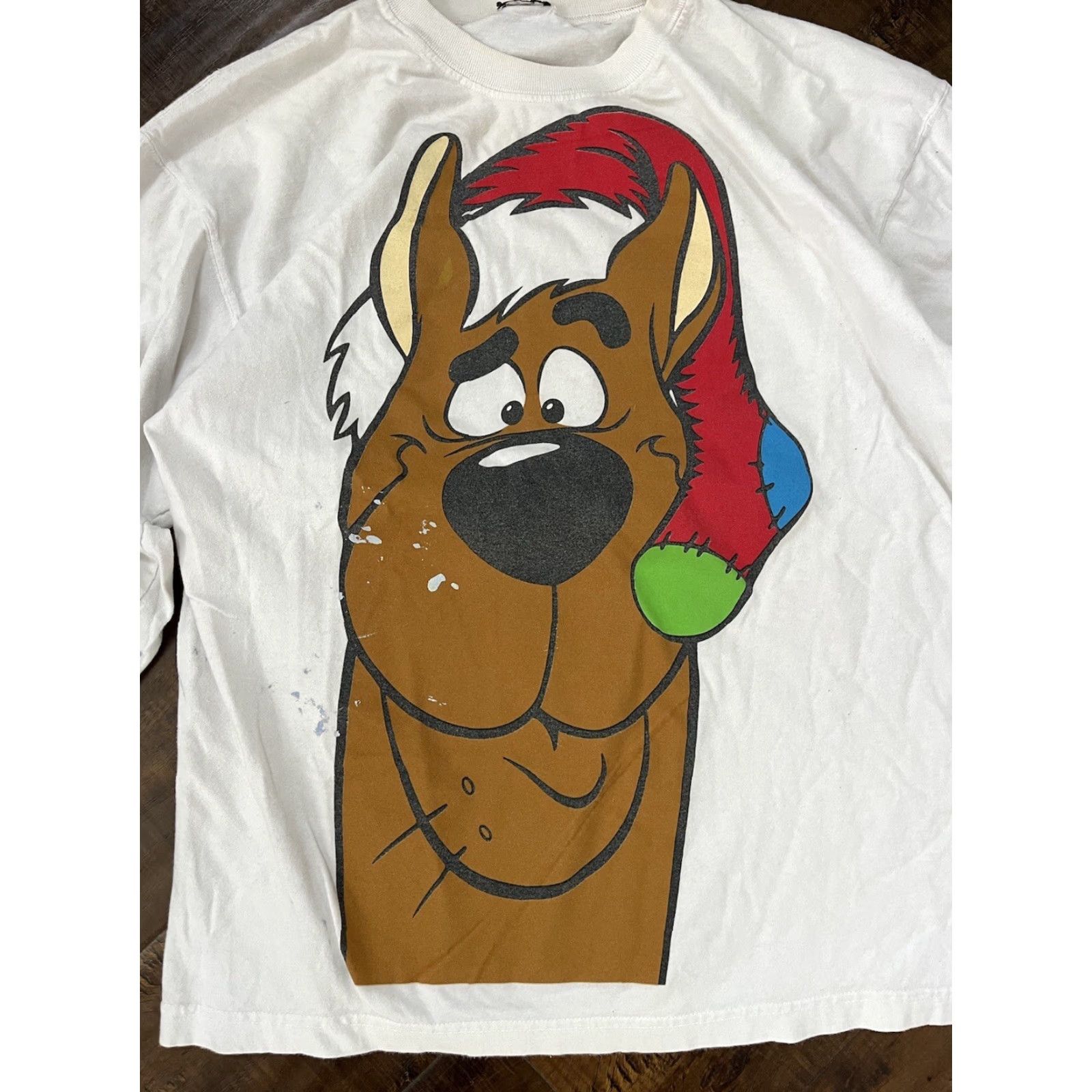 Vintage VINTAGE Scooby-Doo Big Face Christmas Santa Vtg 90s Long Sleeve T-Shirt Large Cartoon Men L White 90s Hanna Barbera Cartoon Network Mens Size US L / EU 52-54 / 3 - 2 Thumbnail