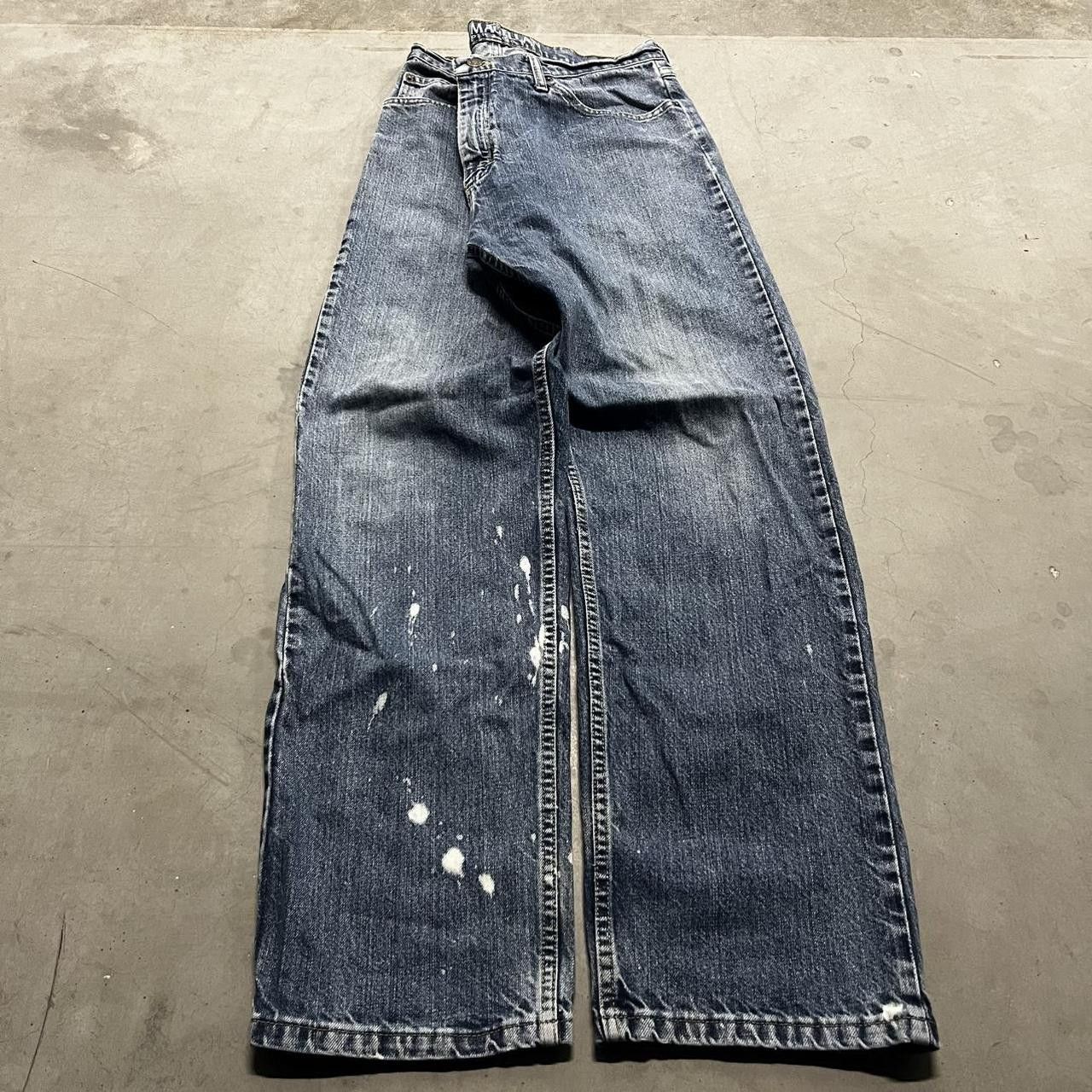 Japanese Brand × Vintage Vintage Y2K Grunge Paint Splatter Medium Wash Denim Jeans! Size US 35 - 3 Thumbnail