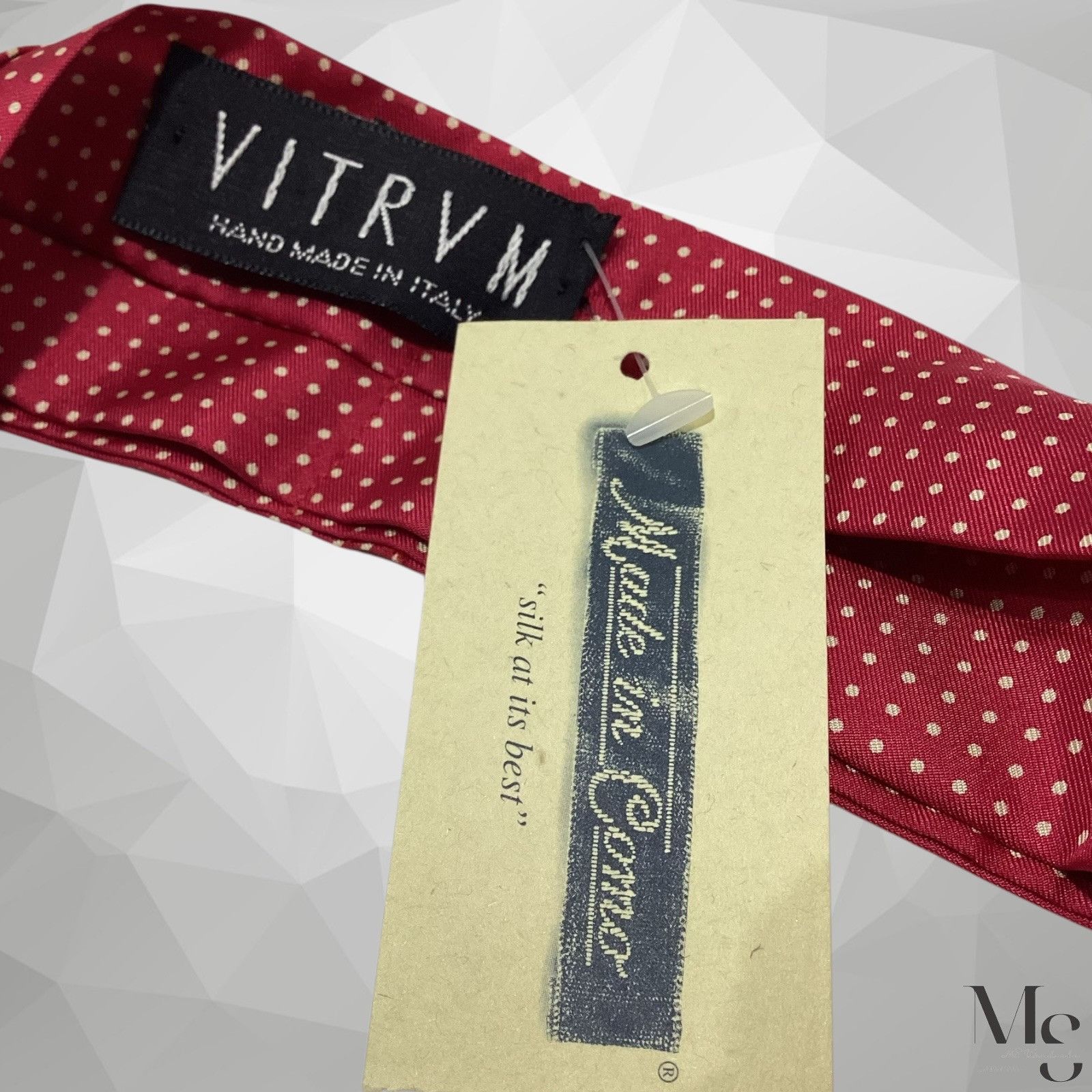 Designer VITRVM Red Polka Dot Silk ASCOT CRAVAT Hand Made In Italy 5 Size ONE SIZE - 4 Thumbnail