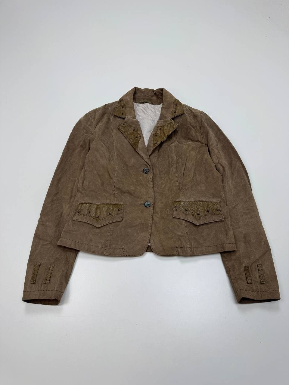 Other La Pelle Italian Suede Reptile Detail Leather Jacket Size M / US 6-8 / IT 42-44 - 1 Thumbnail