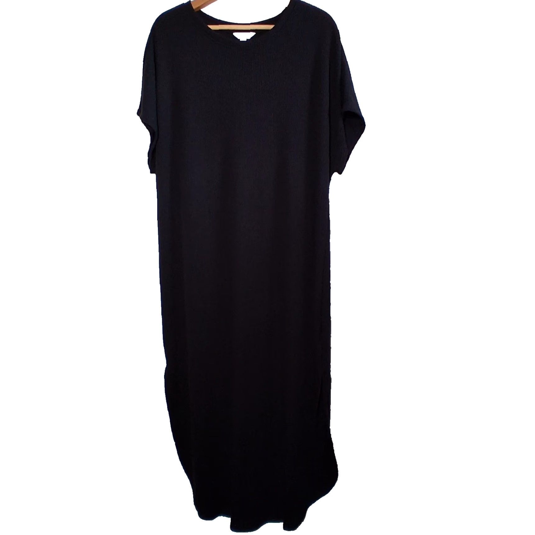 Vintage Time And Tru Dress Plus Size 2XL Black Ribbed Knit Short Sleeve T-Shirt Dress Womens Size 40" / US 18 - 2 Thumbnail