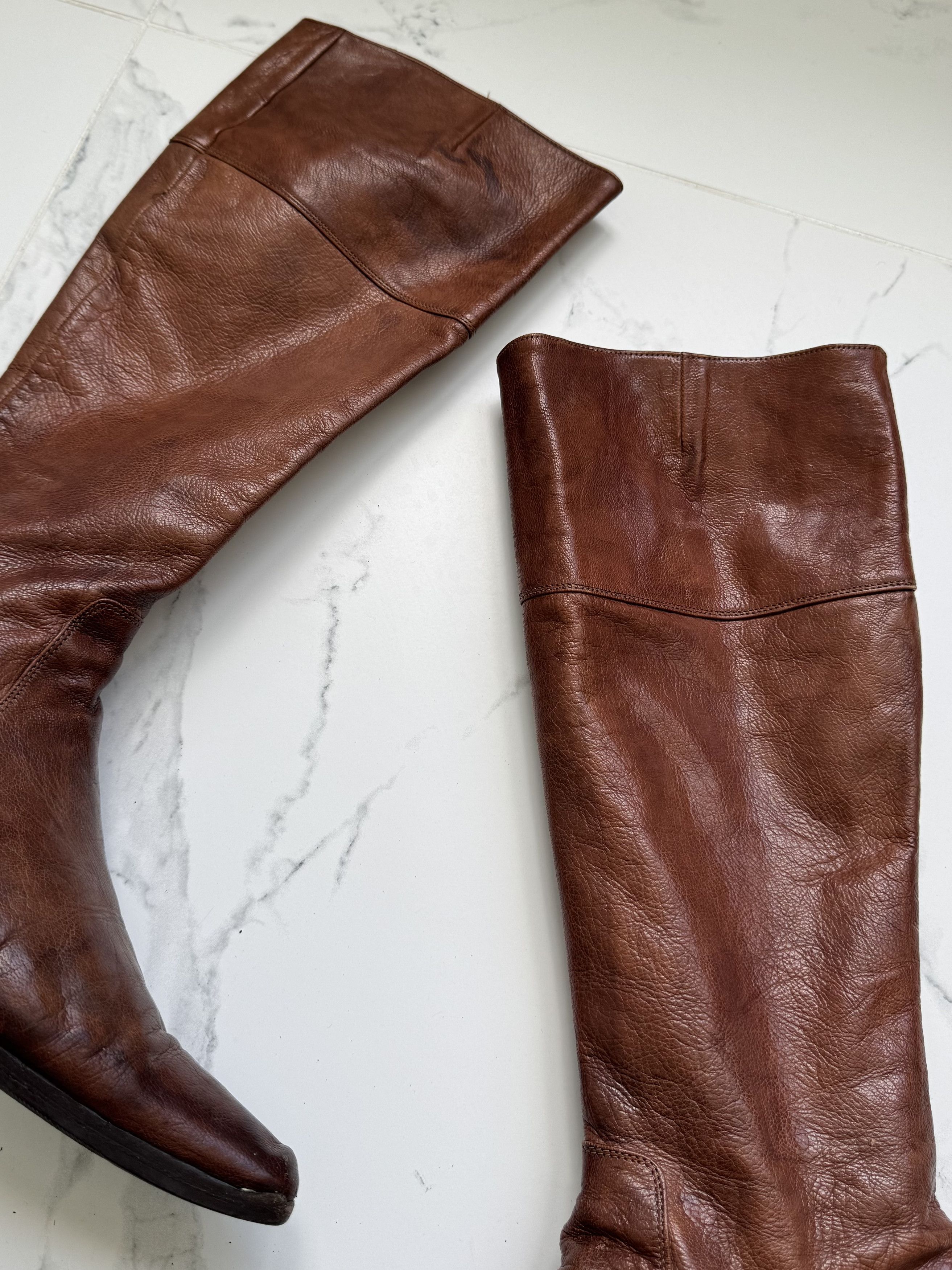 Vintage Vintage Leather Knee High Pointed Toe Low Heel Riding Boots Size US 7 / IT 37 - 3 Thumbnail